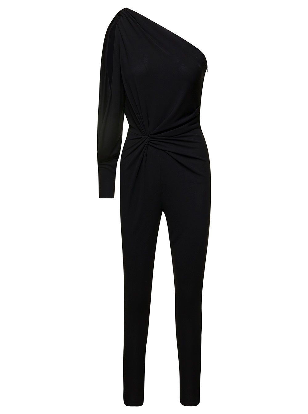 One-shoulder Jumpsuit With Side Gathering