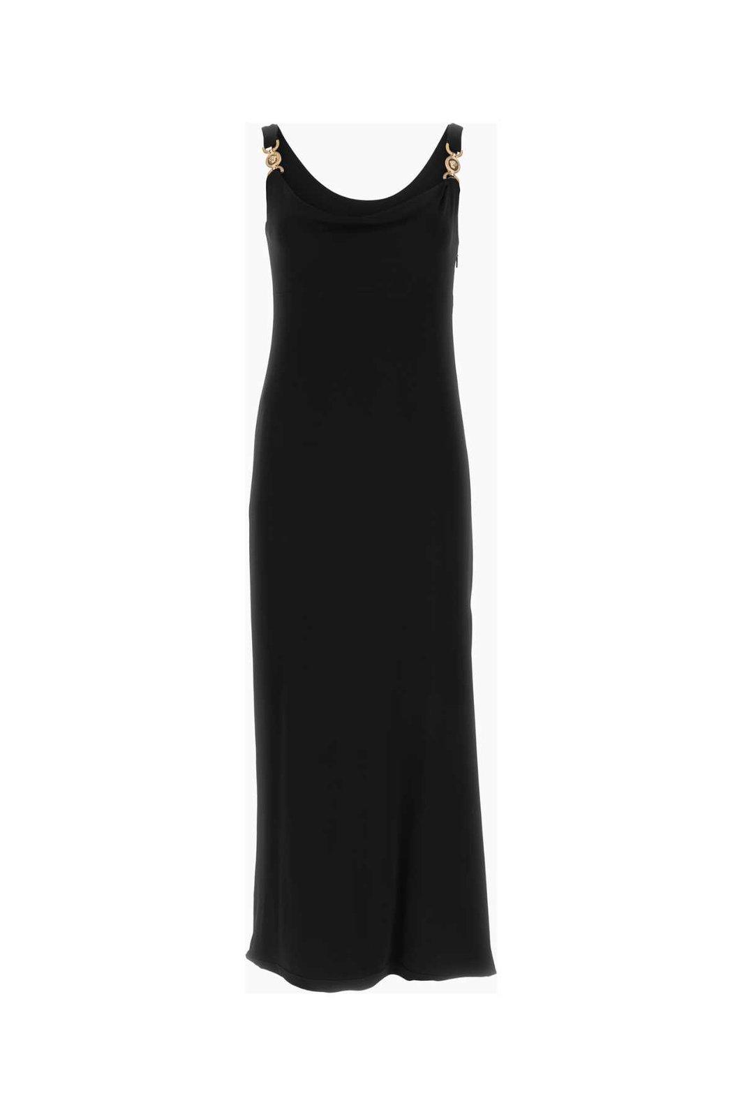 Medusa Plaque Scoop Back Midi Dress