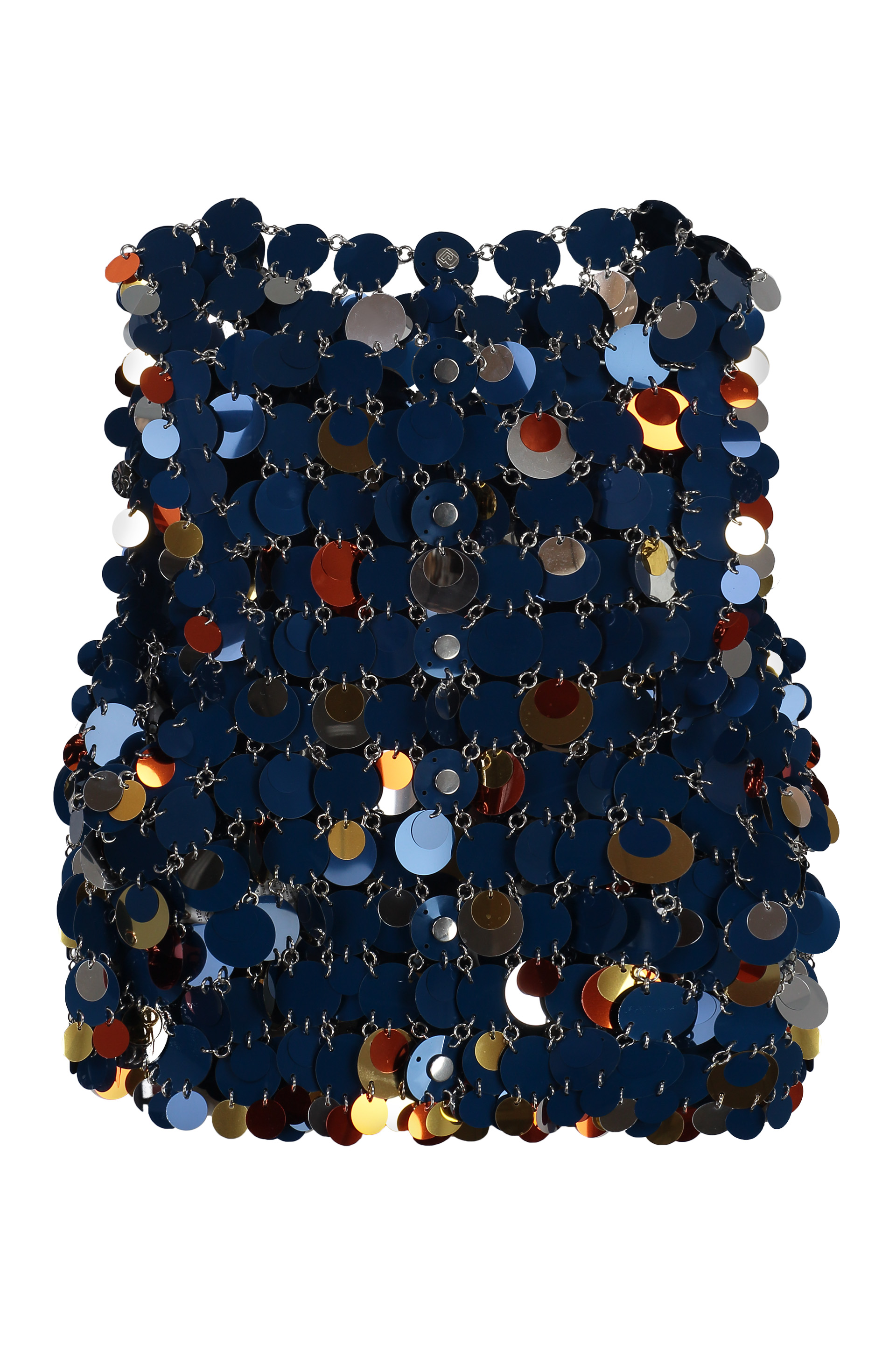 Rabanne Sequin Chain Link Sleeveless Top In Blue