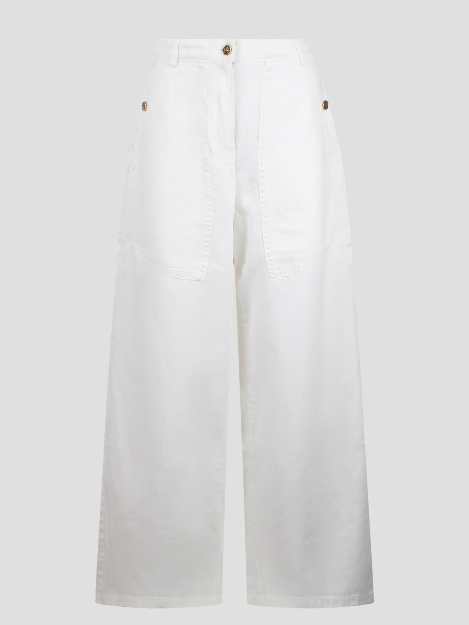 White Denim Wide Leg Cargo Jeans