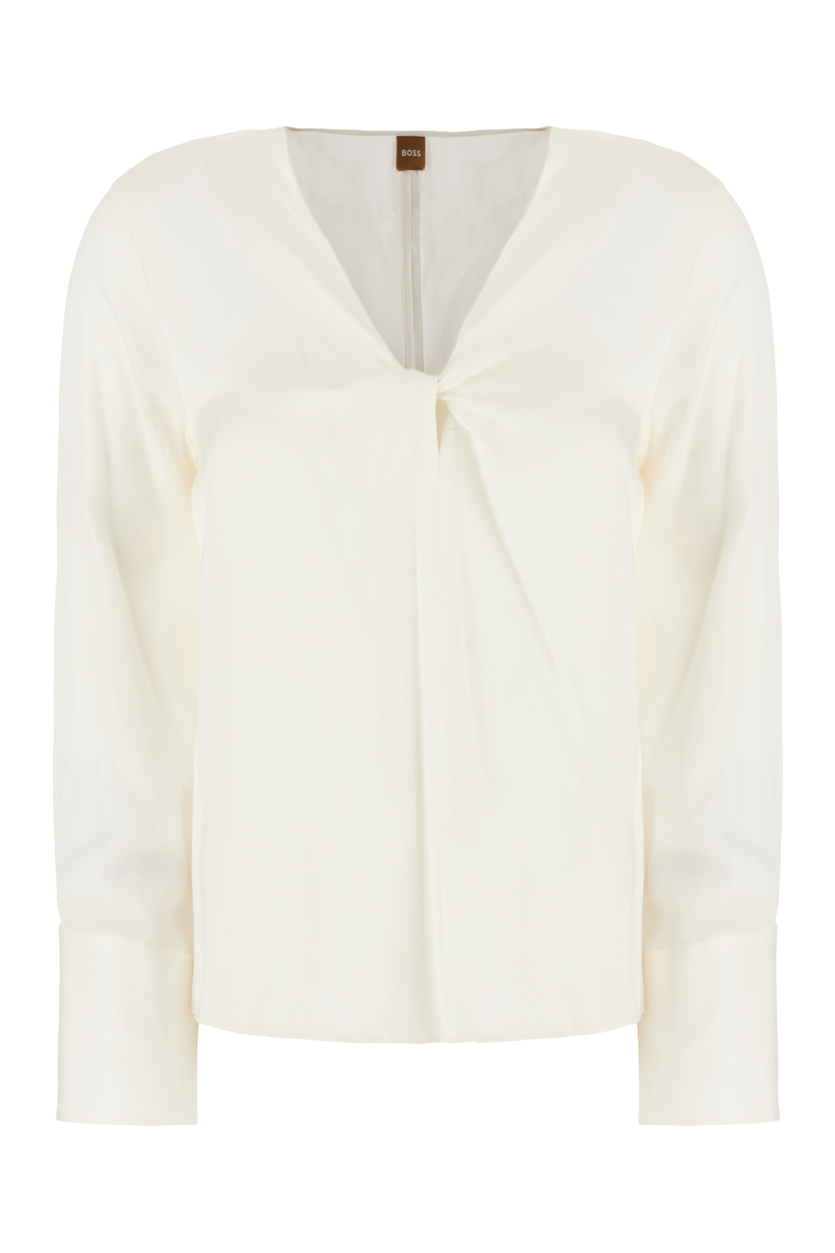 White Stretch Silk Blouse