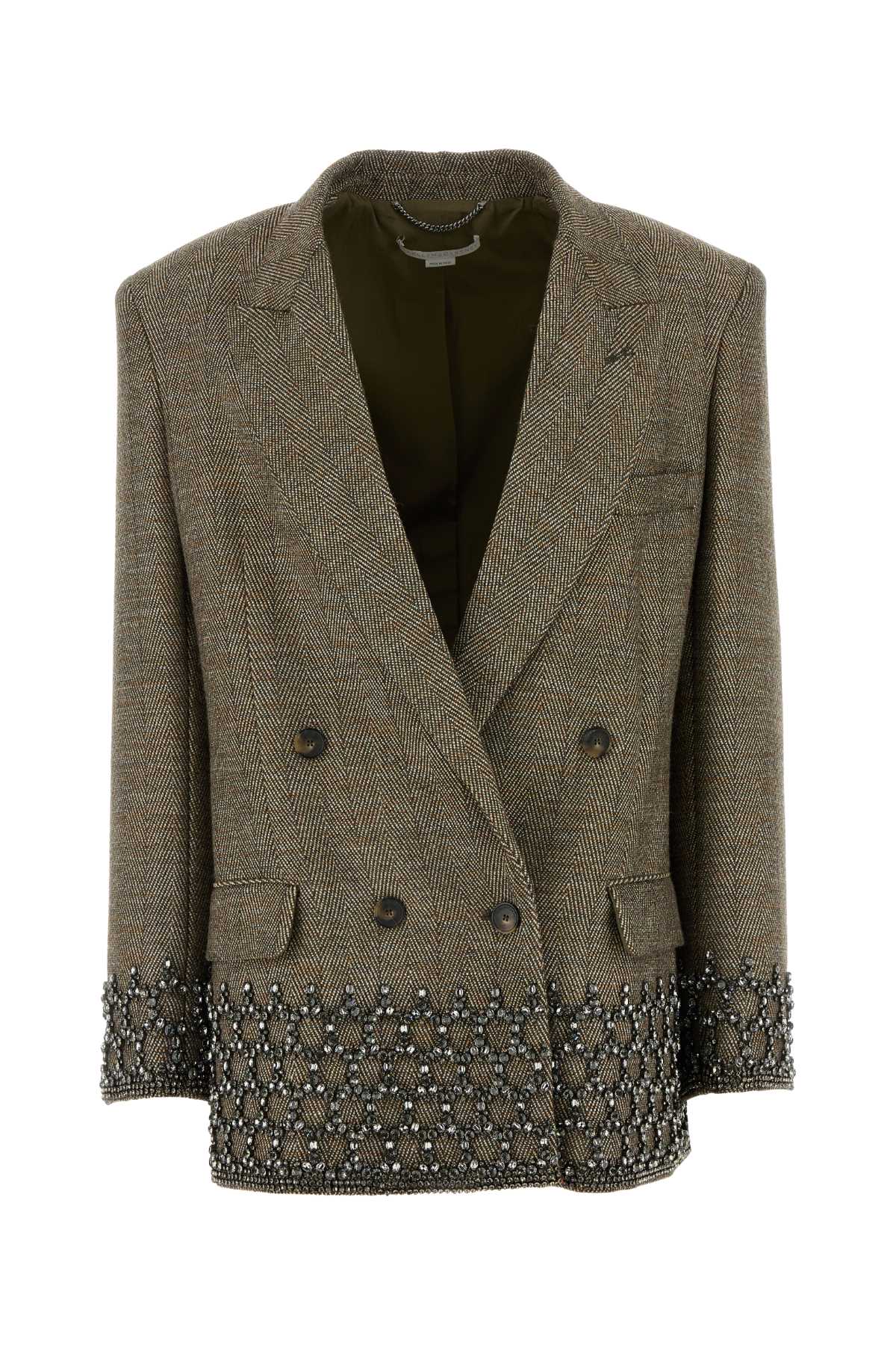 Embroidered Wool Blend Oversize Blazer