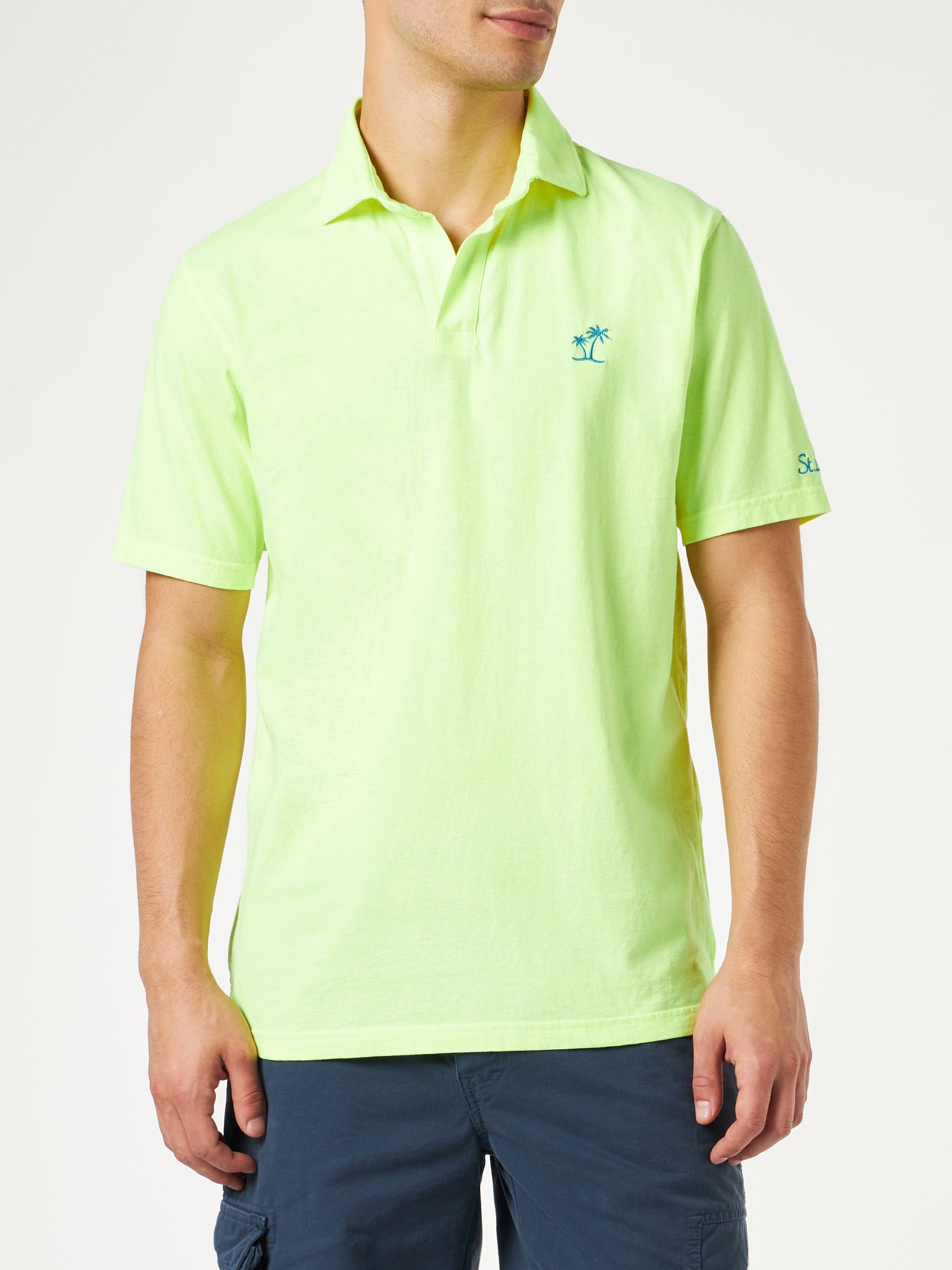 Fluo Yellow Cotton Jersey Man Polo