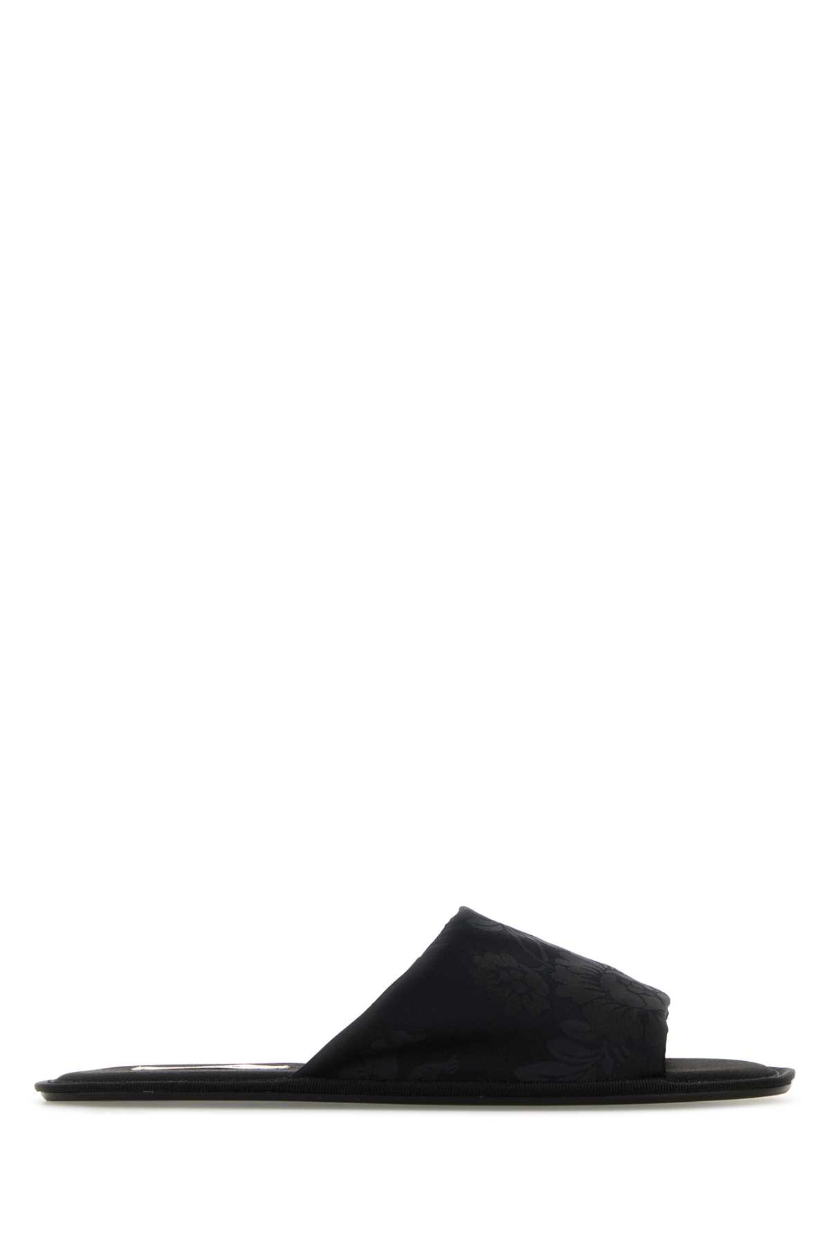 Black Satin Frances Slippers