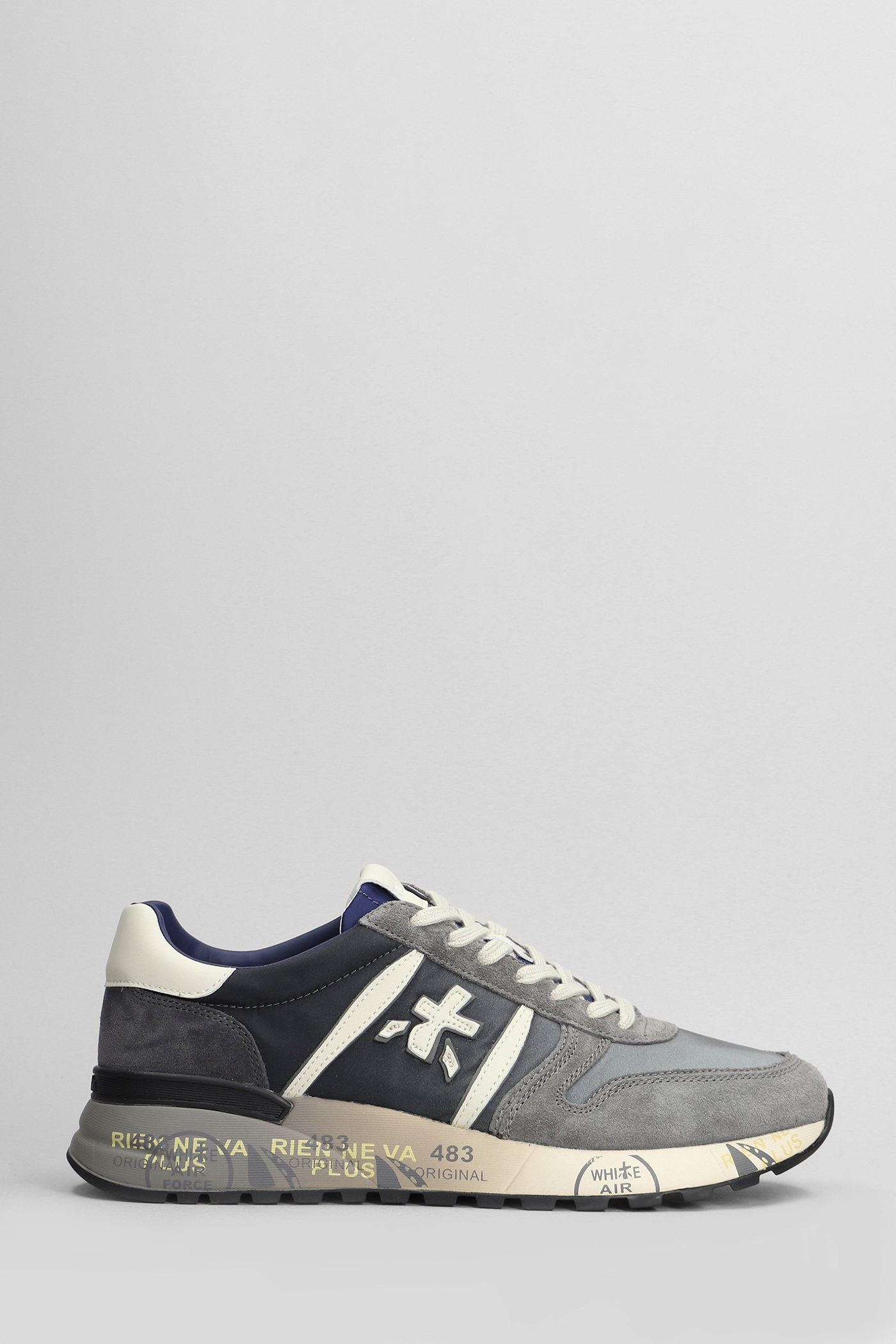 Lander Sneakers In Grey Suede And Fabric