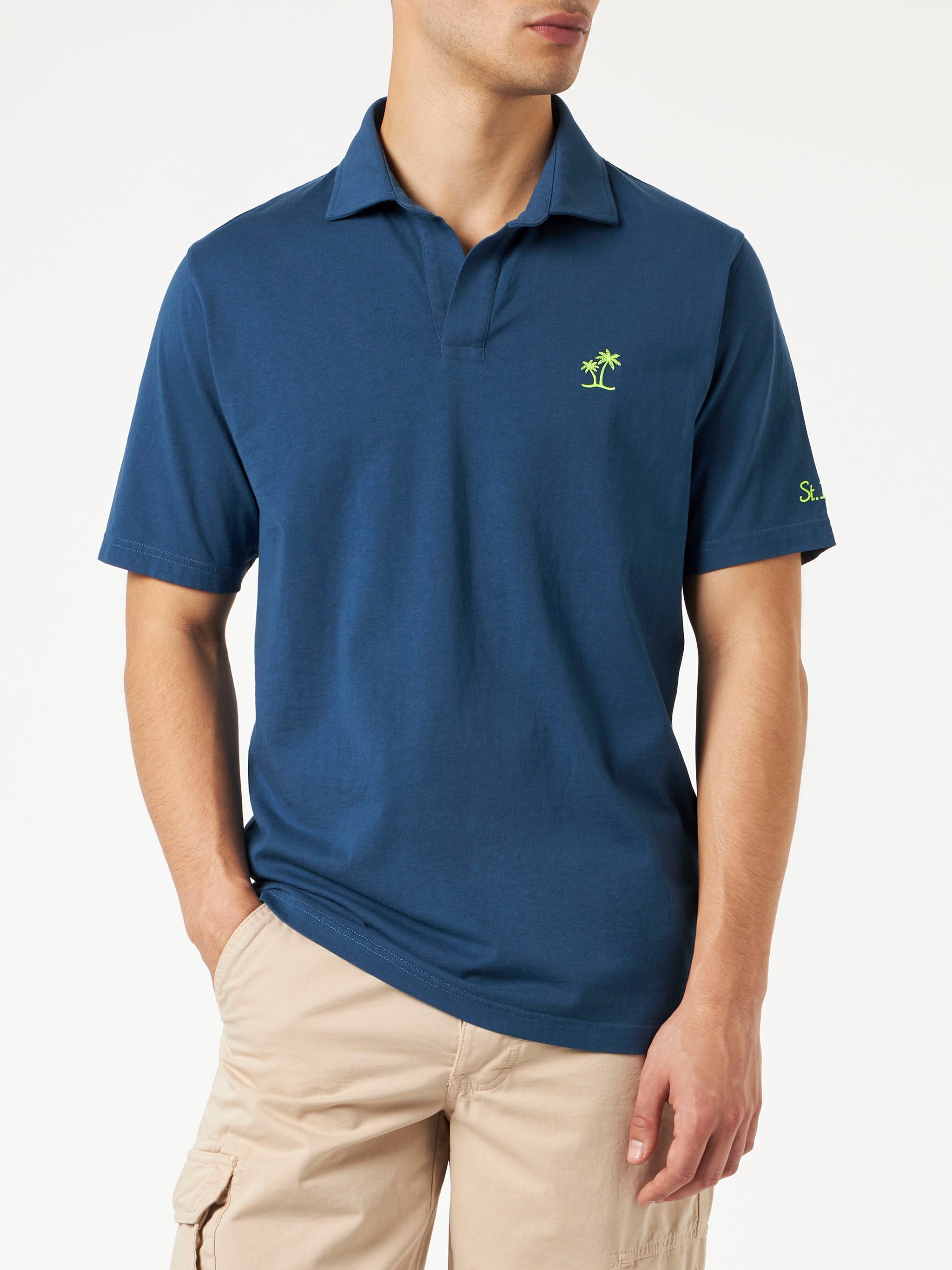 Navy Bluecotton Jersey Man Polo