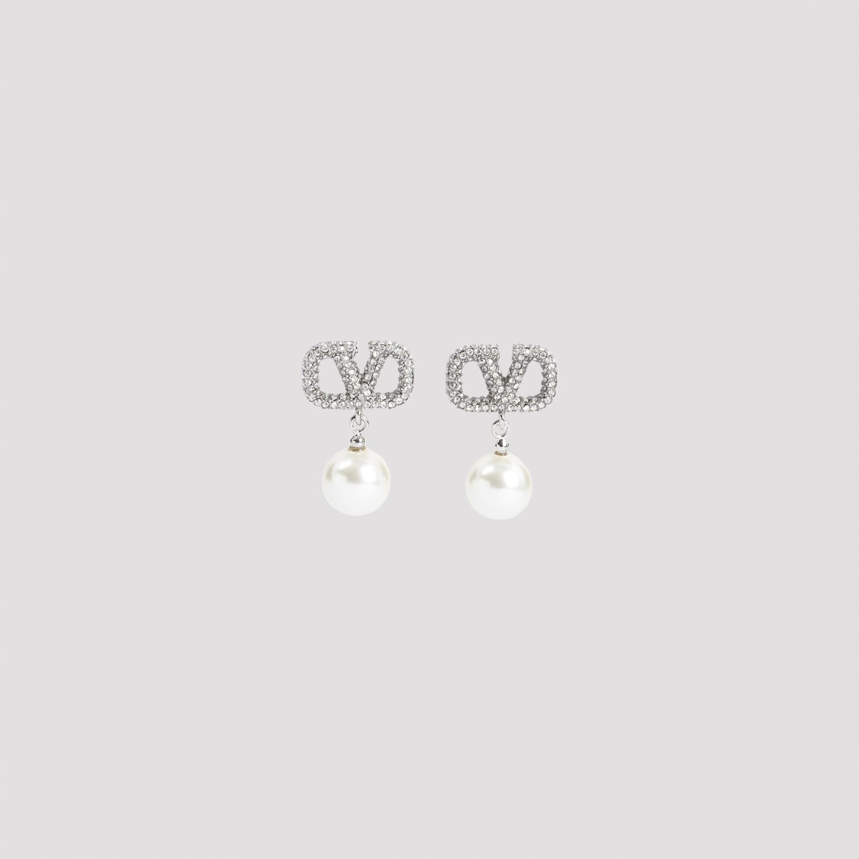 Embellished Metal Vlogo Signature Earrings