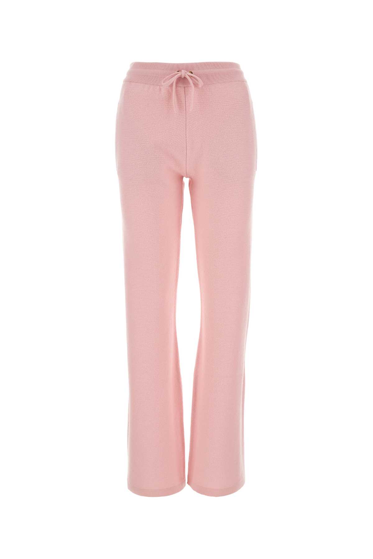 Pink Wool Blend Flared Leg Pant