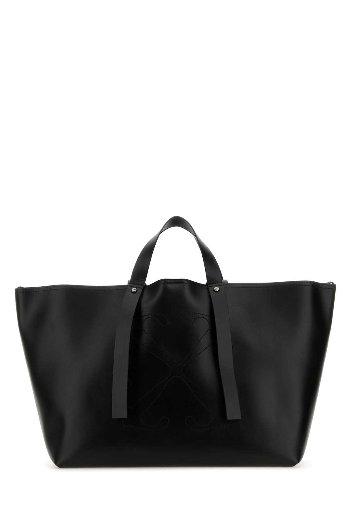 Off-White Black Leather Big Day Off Shopping Bag