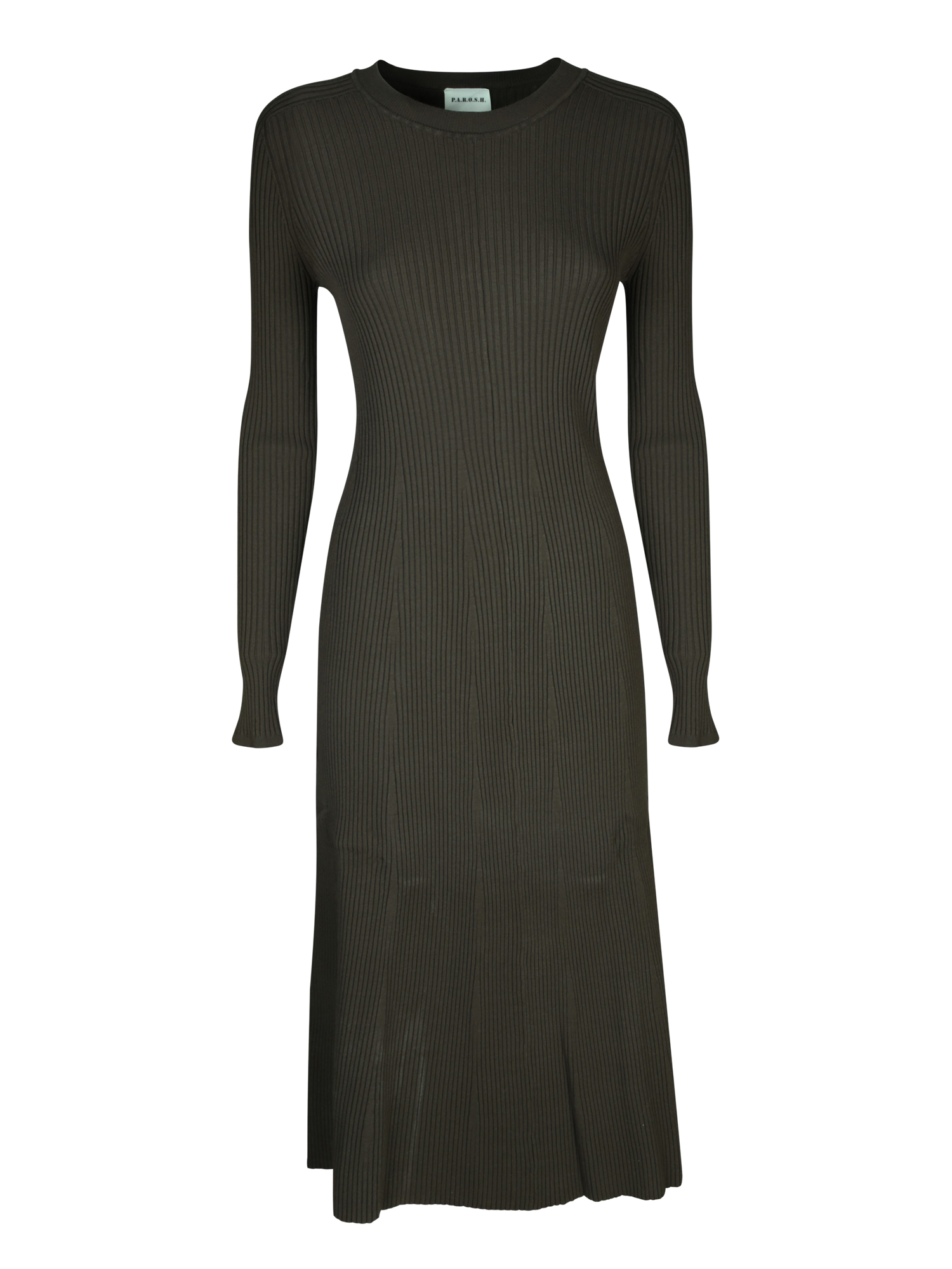 Parosh Ribbed-knit Green Dress