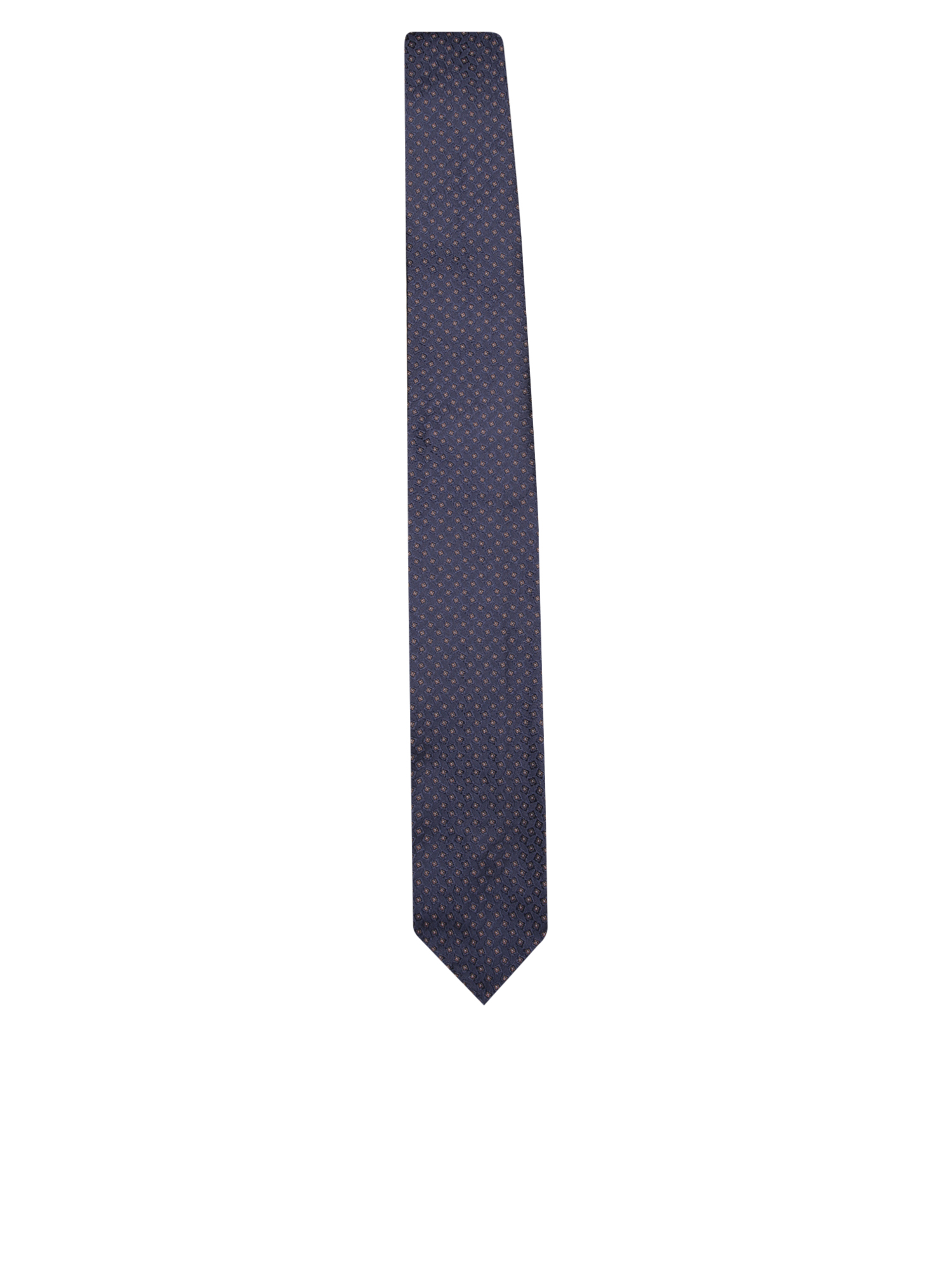 Silk Tie In Blue/beige Micro-pattern