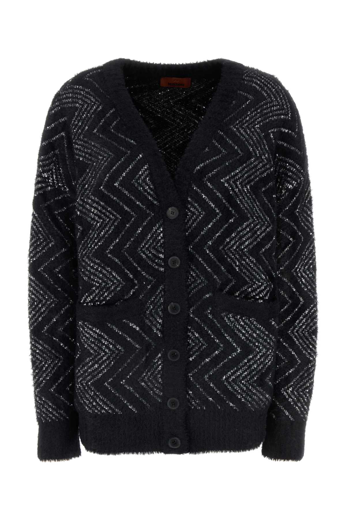 Missoni Embroidered Nylon Blend Oversize Cardigan In Nero