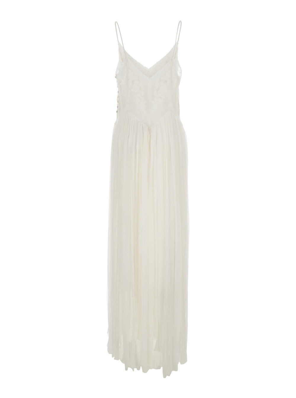 Shop Twinset White Long Sleeveless Dress With V Neck In Viscose Woman