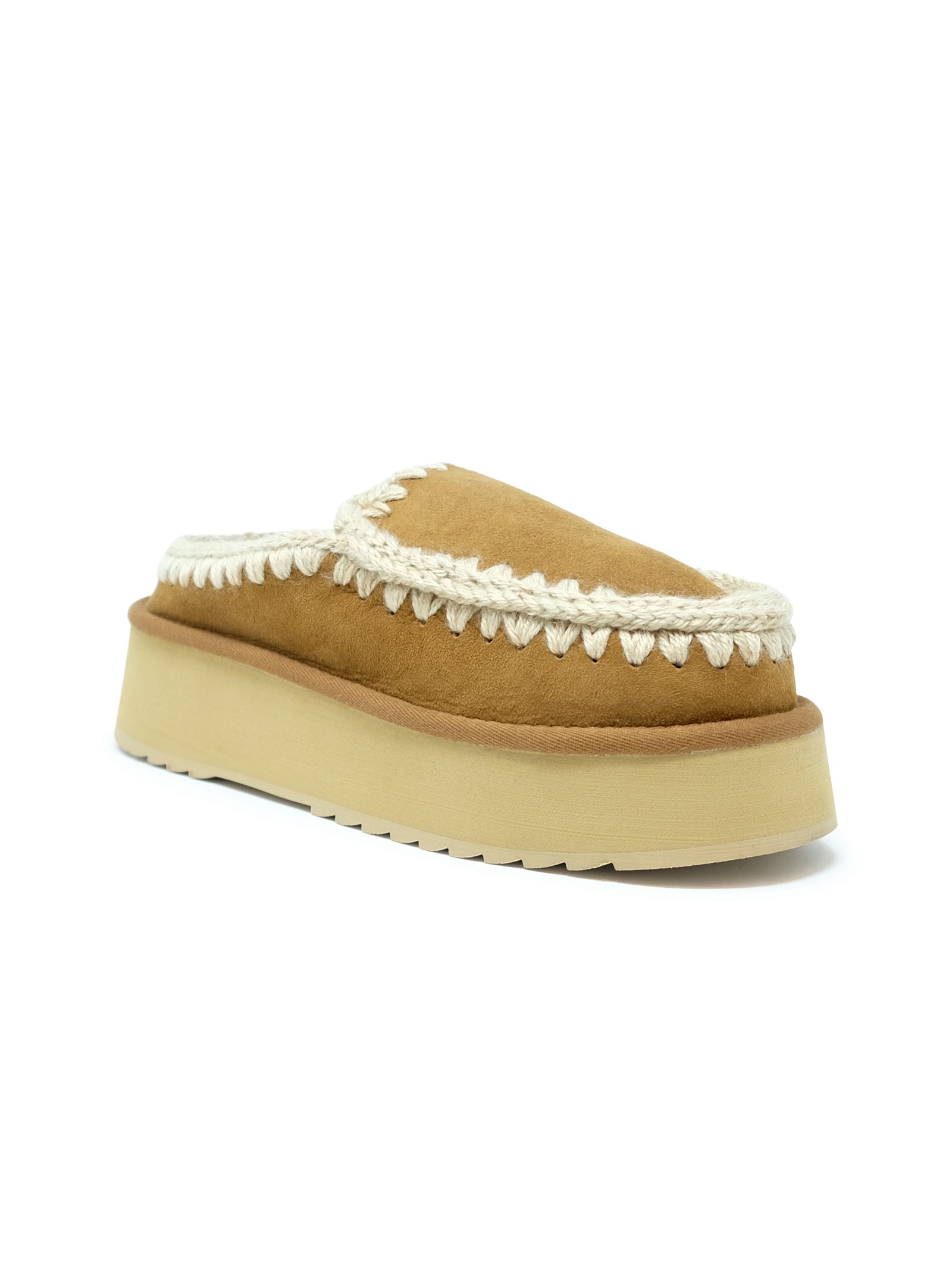 Mou Eskimo Stitching Slipper-mule In Cognac