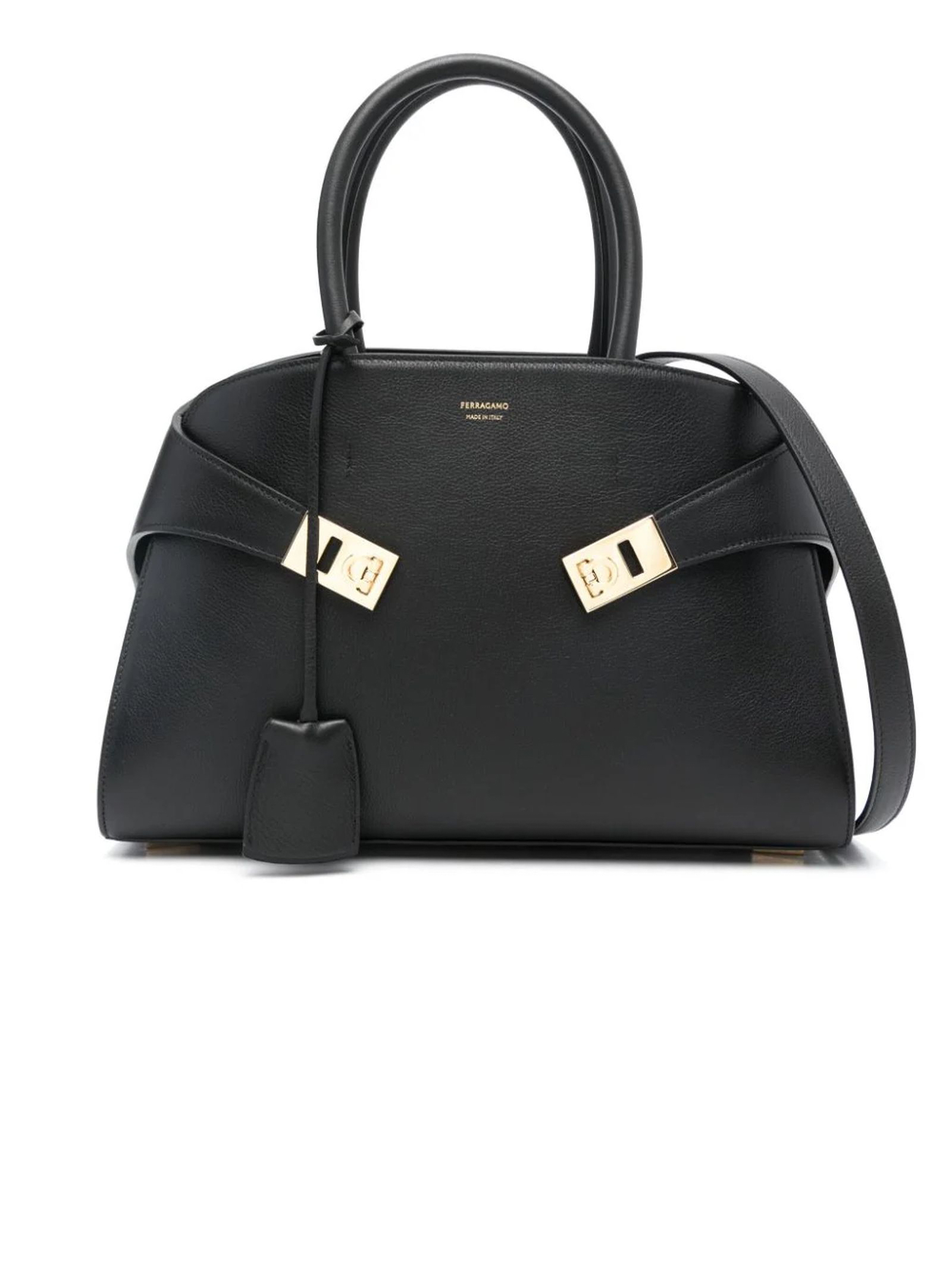 Ferragamo Black Calf Leather Tote Bag