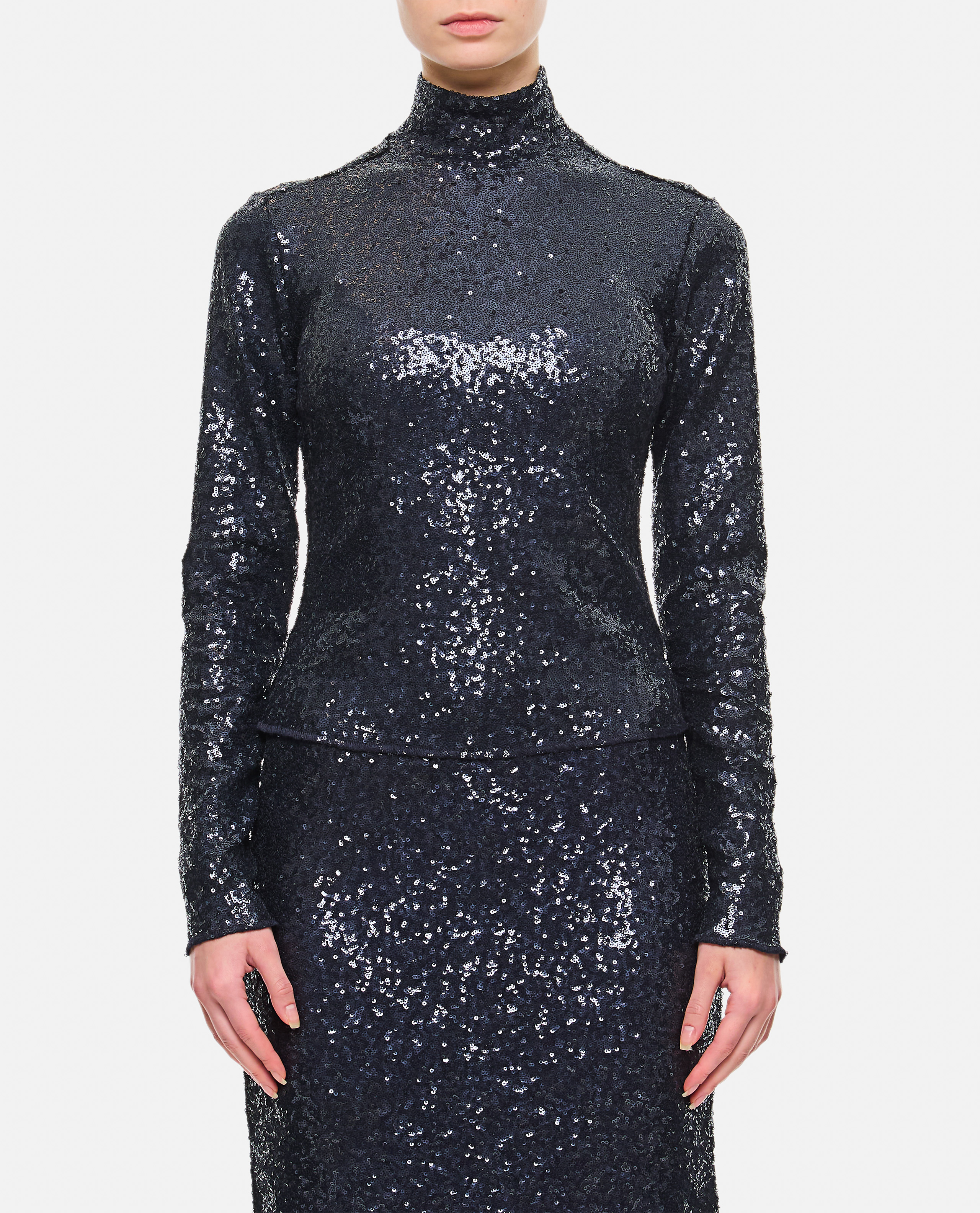 Sequin Turtle Neck Pullover