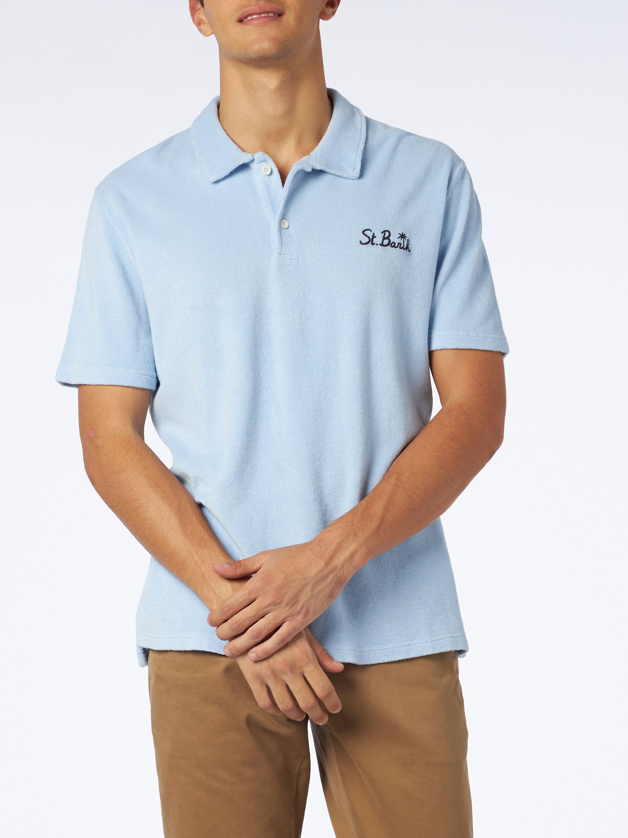 Man Light Blue Terry Polo