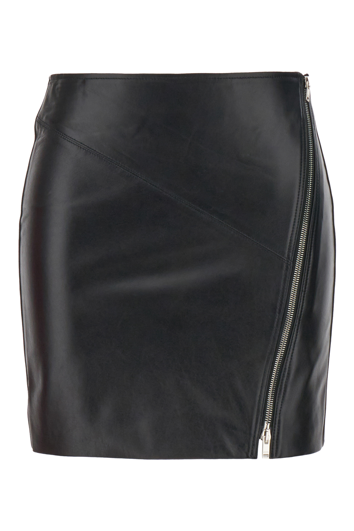 Black Nappa Leather Mini Skirt