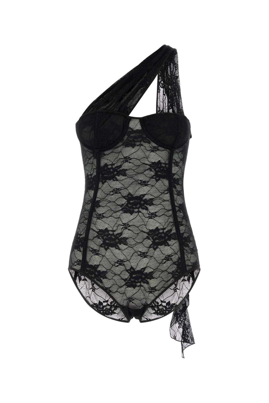 Lace Volant Halterneck Tied Bodysuit