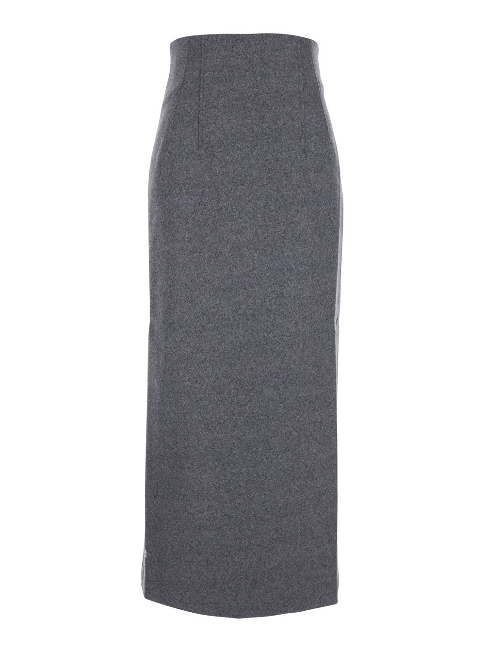 shelby Grey High-waist Midi Skirt In Wool Woman