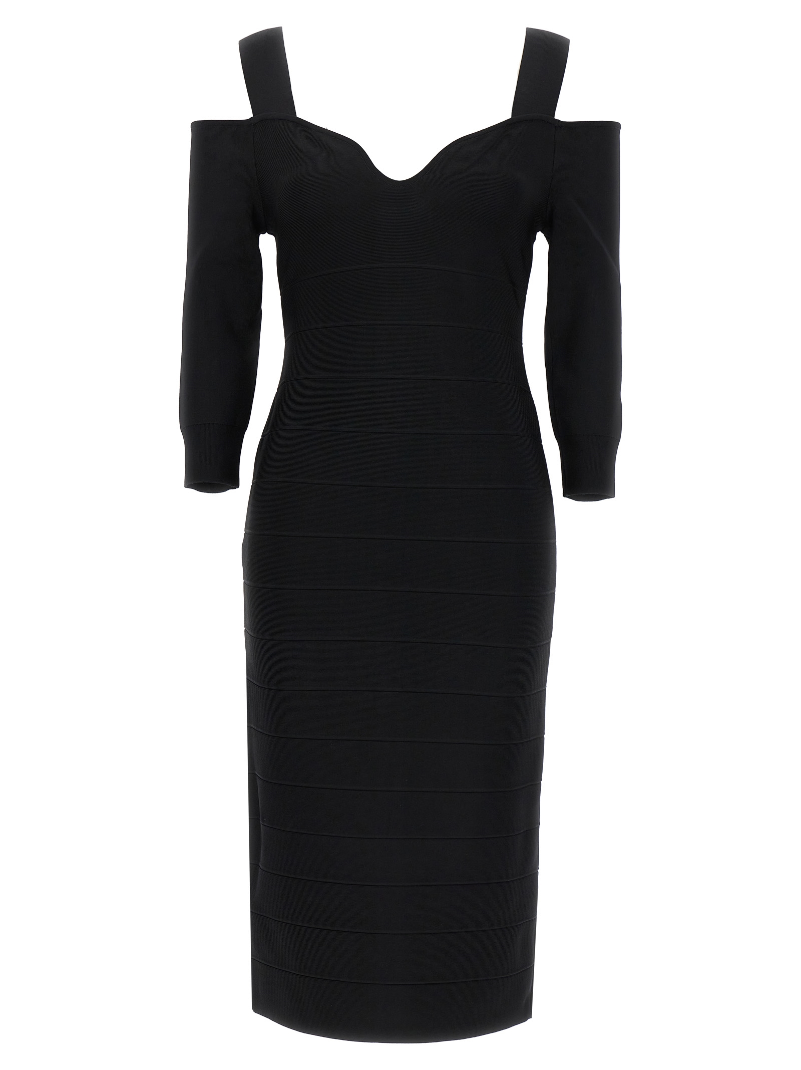 Hervé Léger icon Notched Bateau Midi Dress