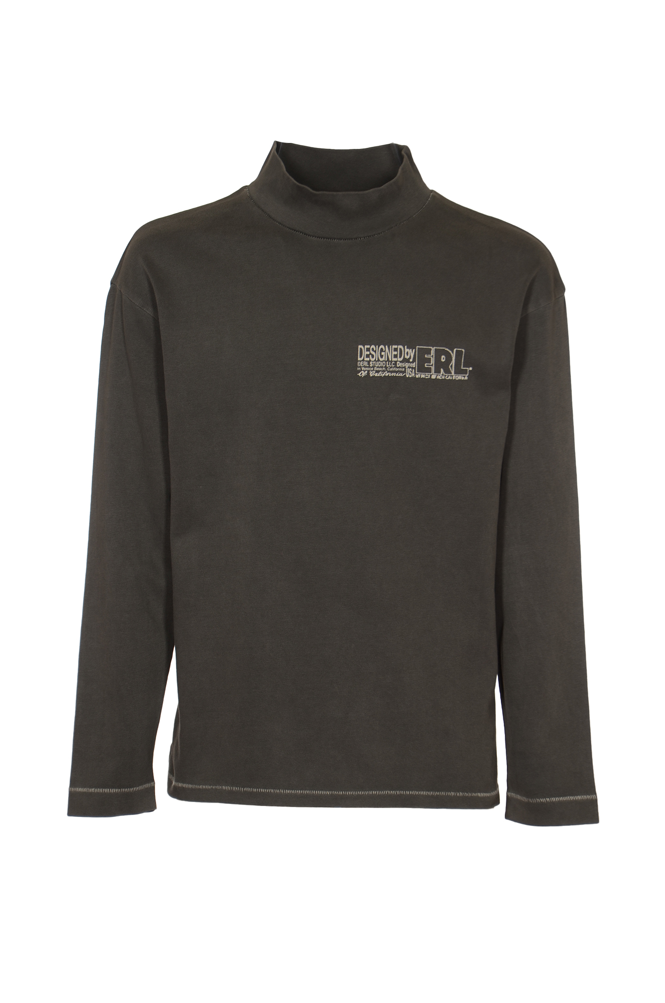 High-neck Chest Logo Ribbed Sweatshirt