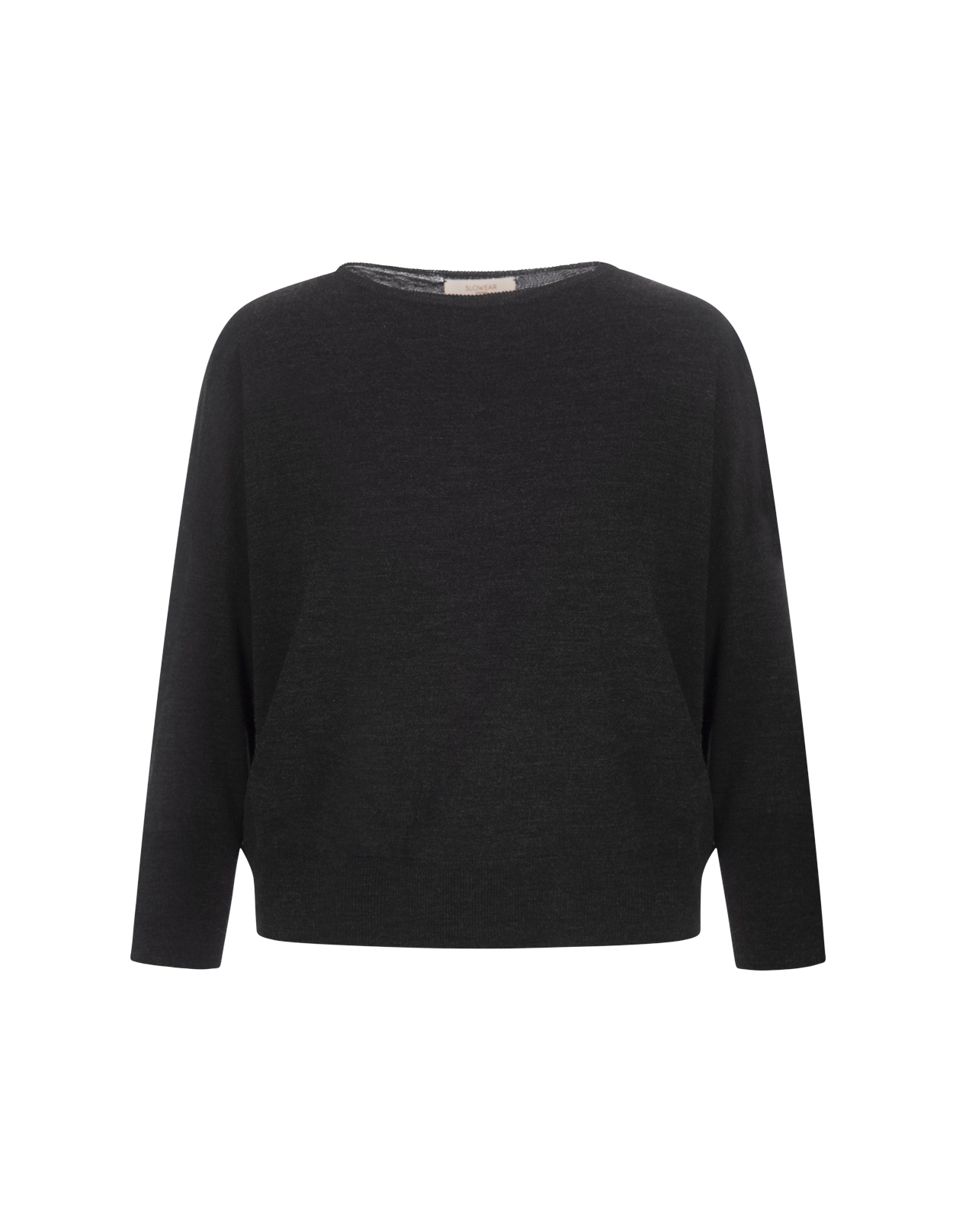 Anthracite Basic Sweater With Boat Neckline