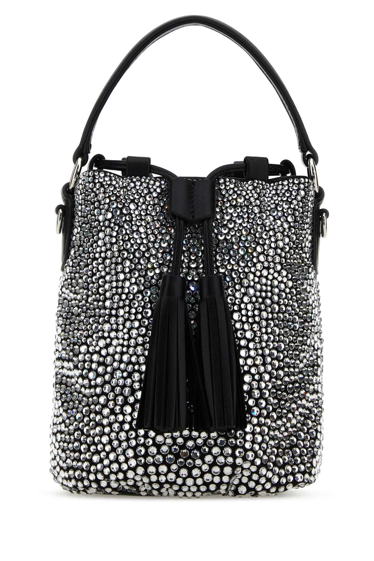 Embellished Satin Bucket Bag