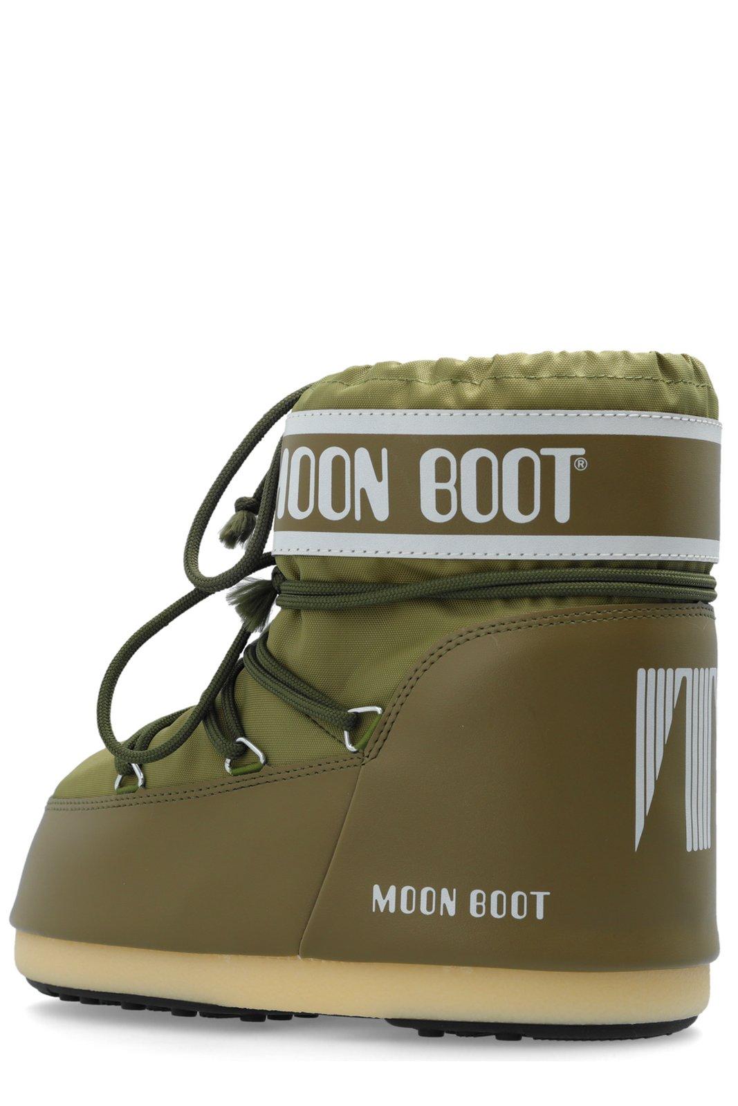 Moon Boot Mens Khaki Icon Low 2 Lace-up Nylon Snow Boots M In Verde