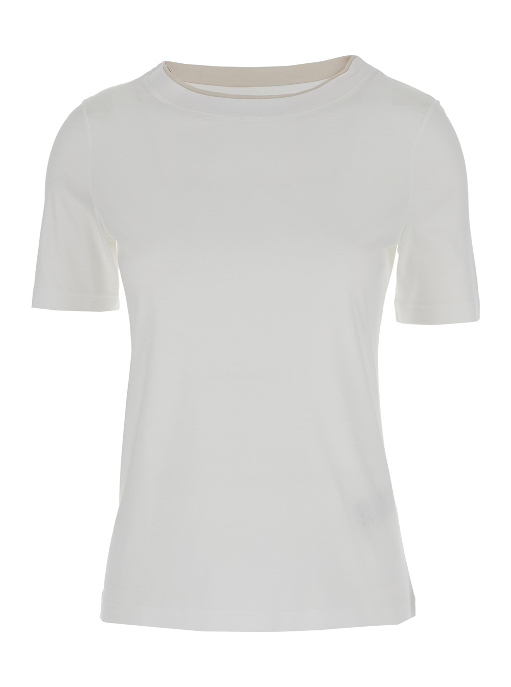 White Double-layer T-shirt In Cotton Blend Woman