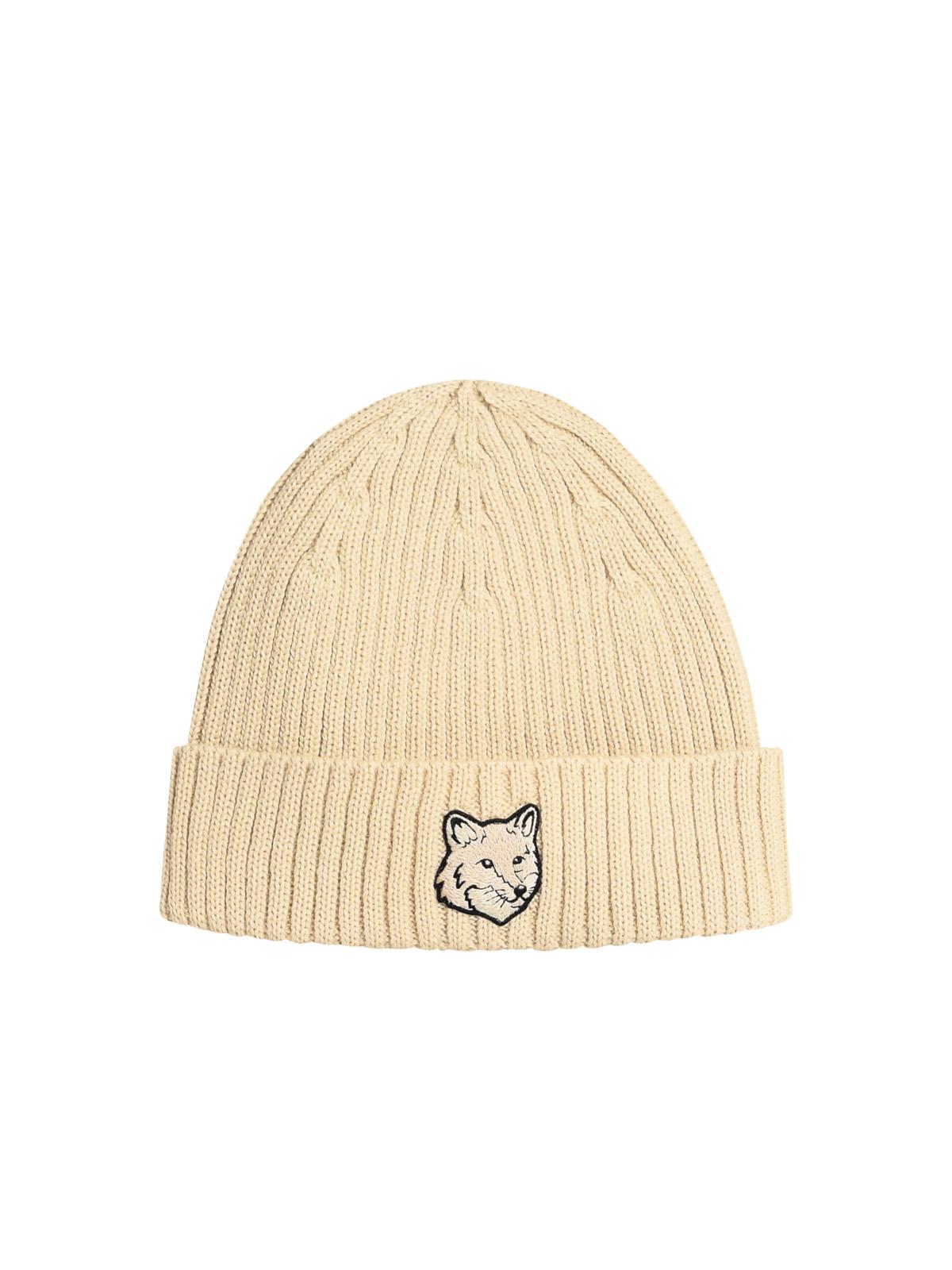 Maison Kitsuné bold Fox Ivory Wool Beanie