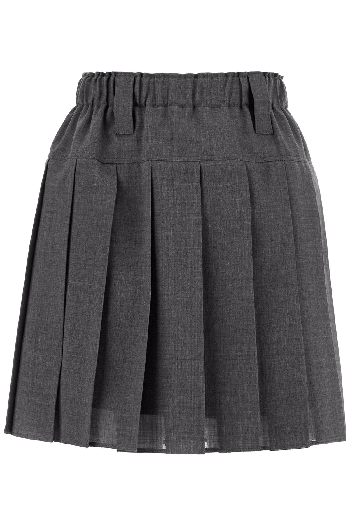 Wool Organza Pleated Mini Skirt