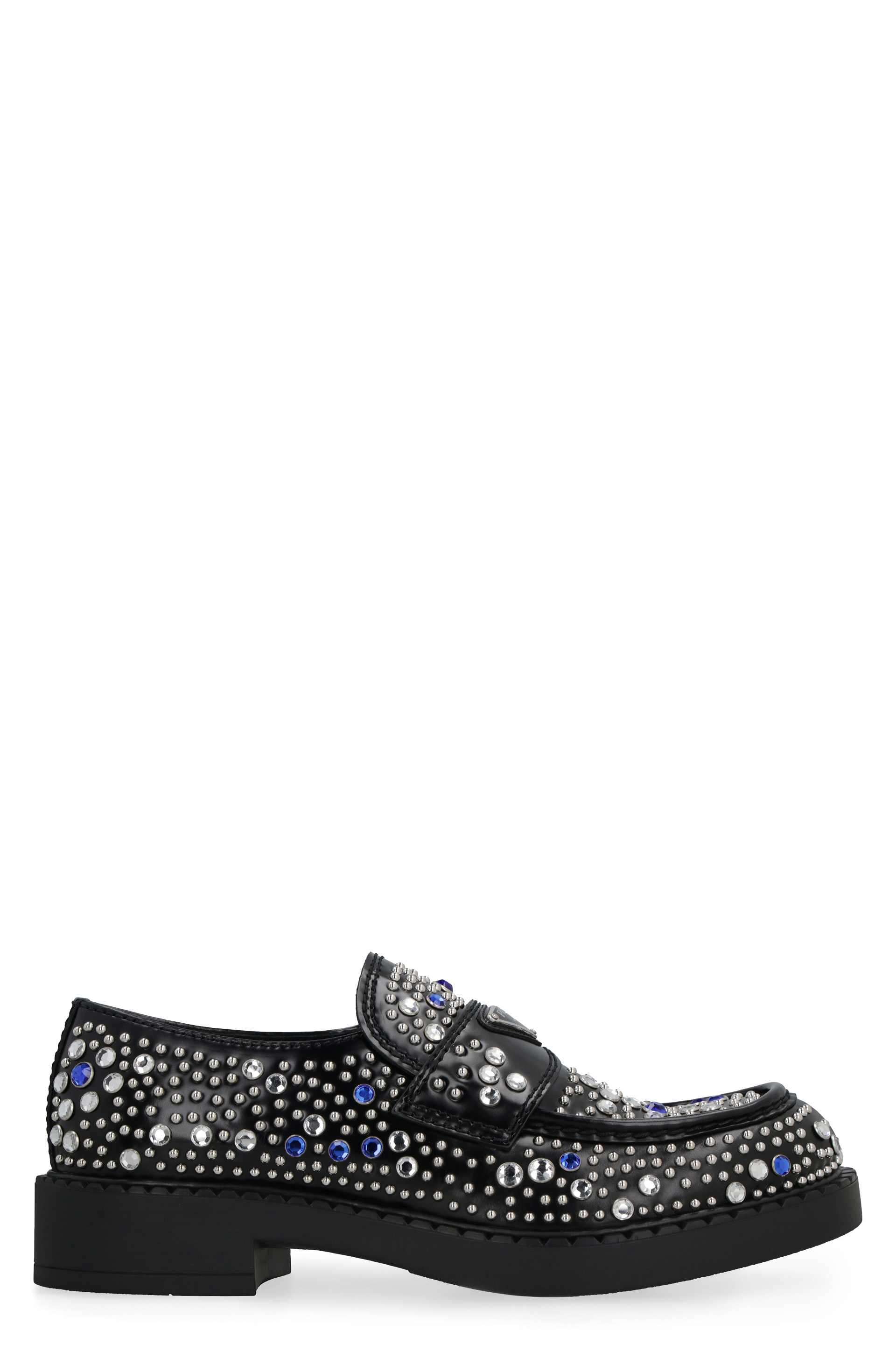 Rhinestone Leather Loafers