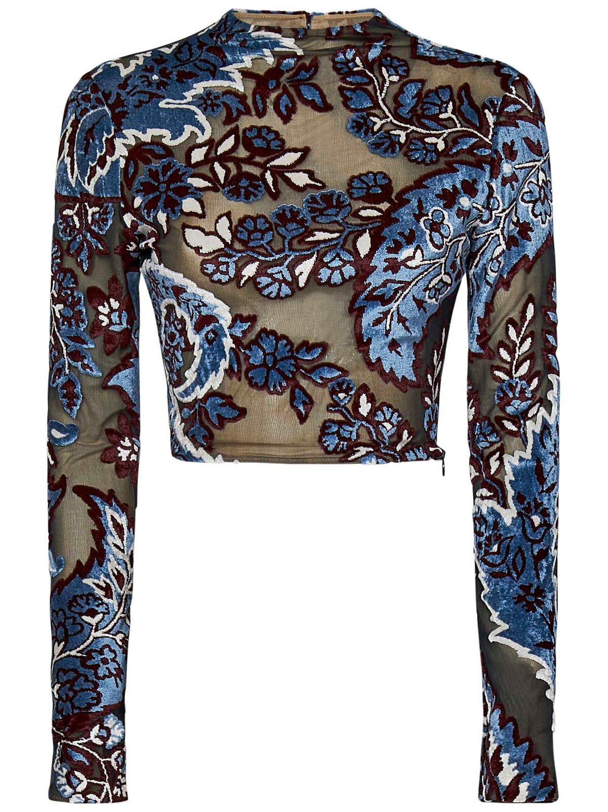 Etro Velvet Paisley Printed Cropped Top