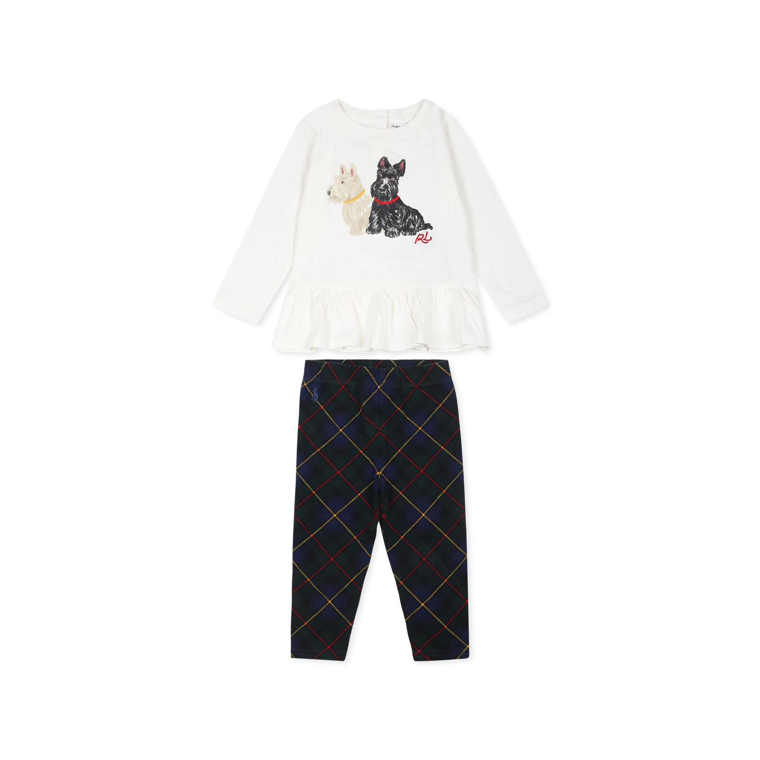 Polo Ralph Lauren Ivory Set For Baby Girl With Dog Print In Multicolor
