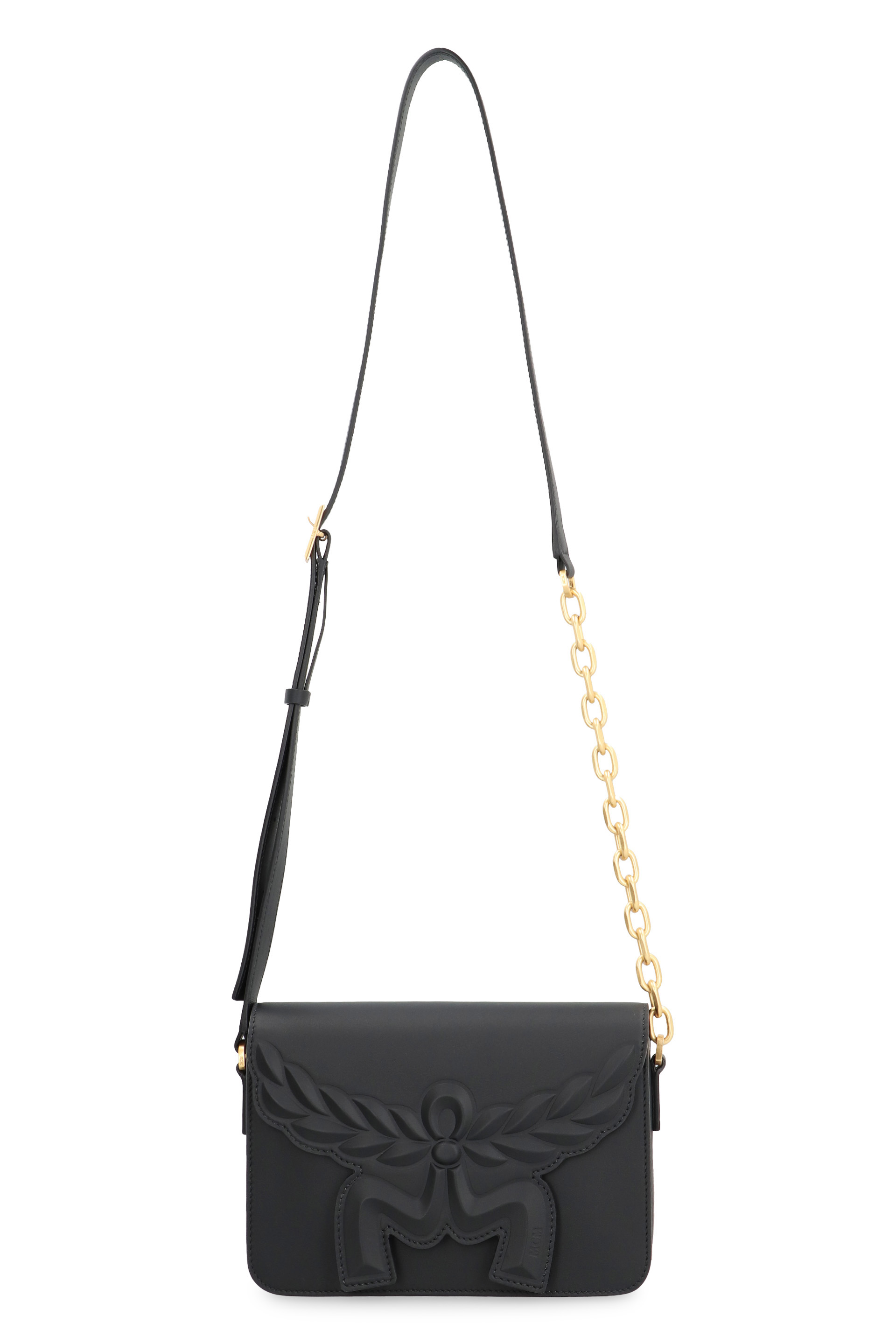 Mcm Black Leather Small Himmel Laurel Crossbody Bag In Black