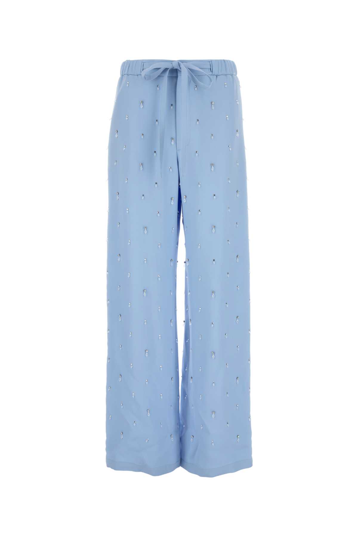 Powder Blue Crepe Wide-leg Pant