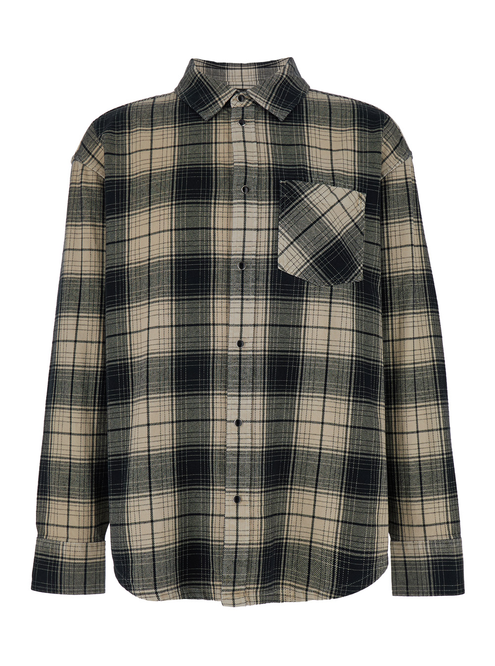 Multicolor Shirt With Check Motif And Patch Pocket In Cotton Man