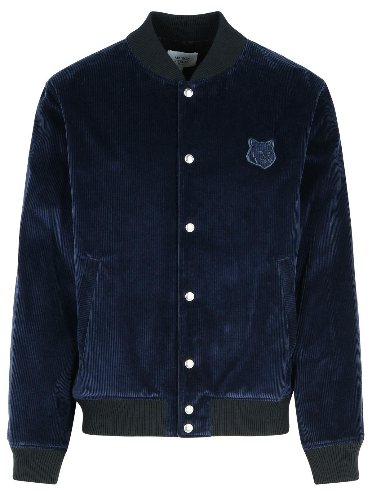 Maison Kitsuné teddy Navy Cotton Bomber Jacket