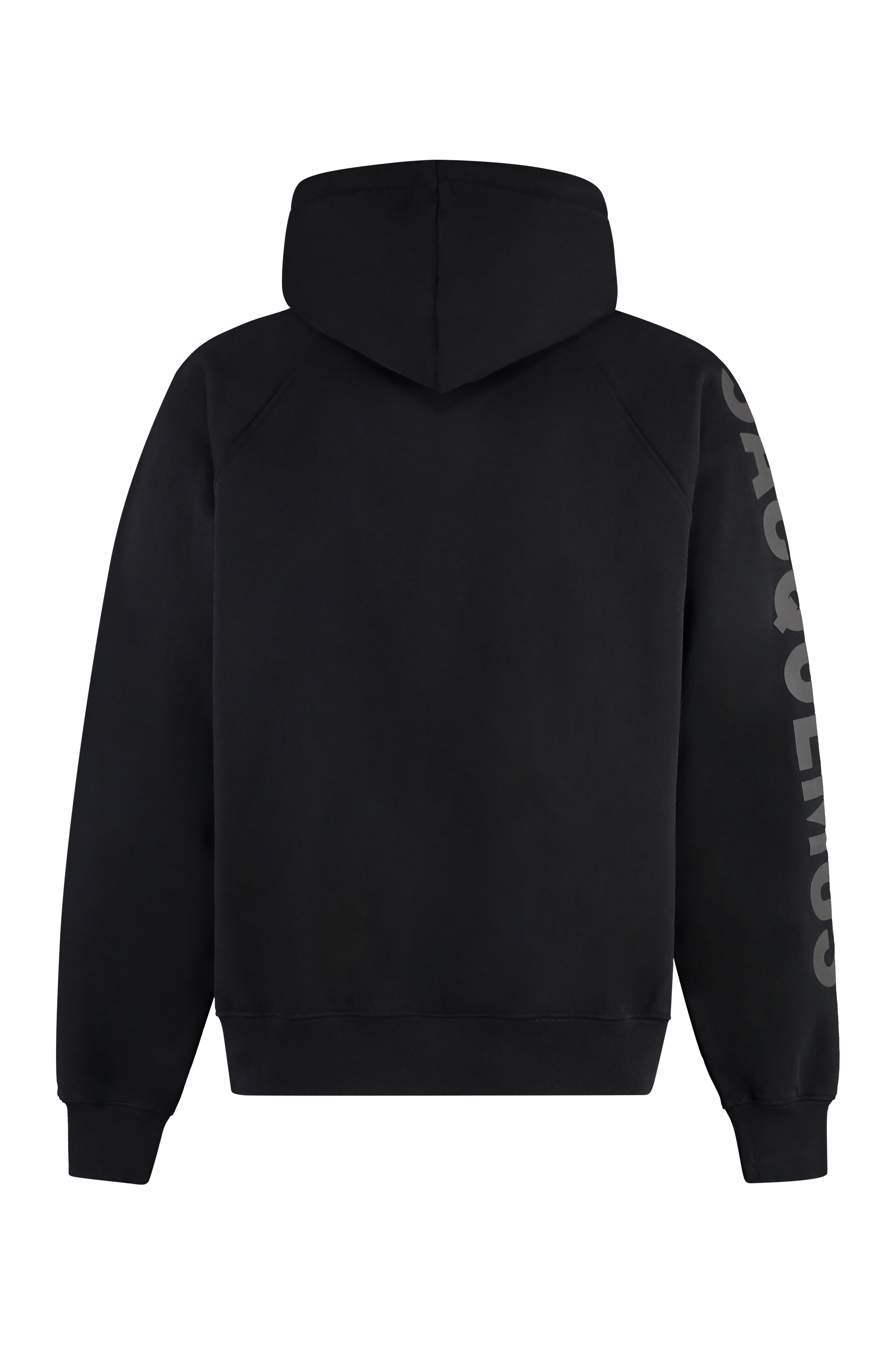 Shop Jacquemus Typo Cotton Hoodie In Black