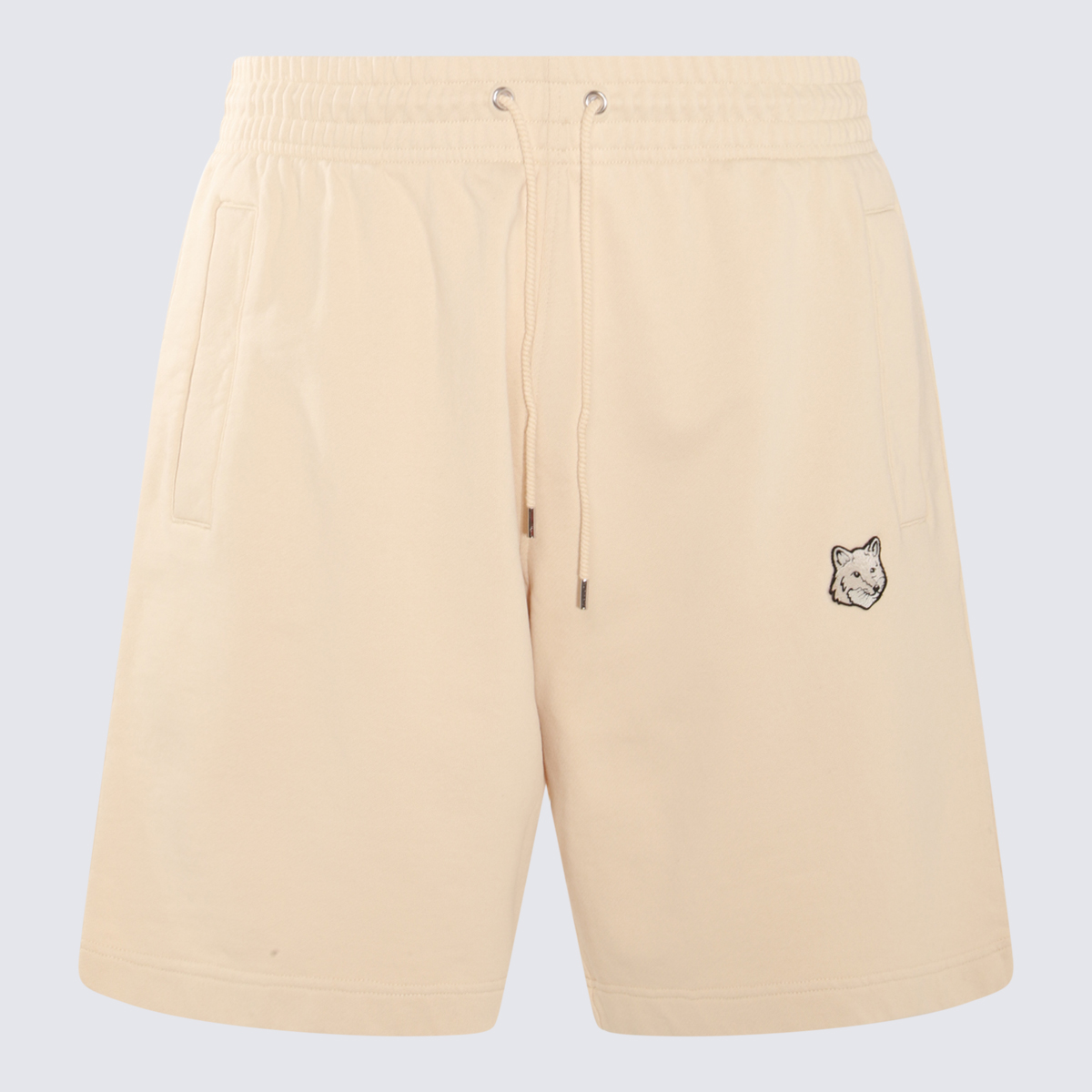 Maison Kitsuné Cream Cotton Fox Head Track Shorts