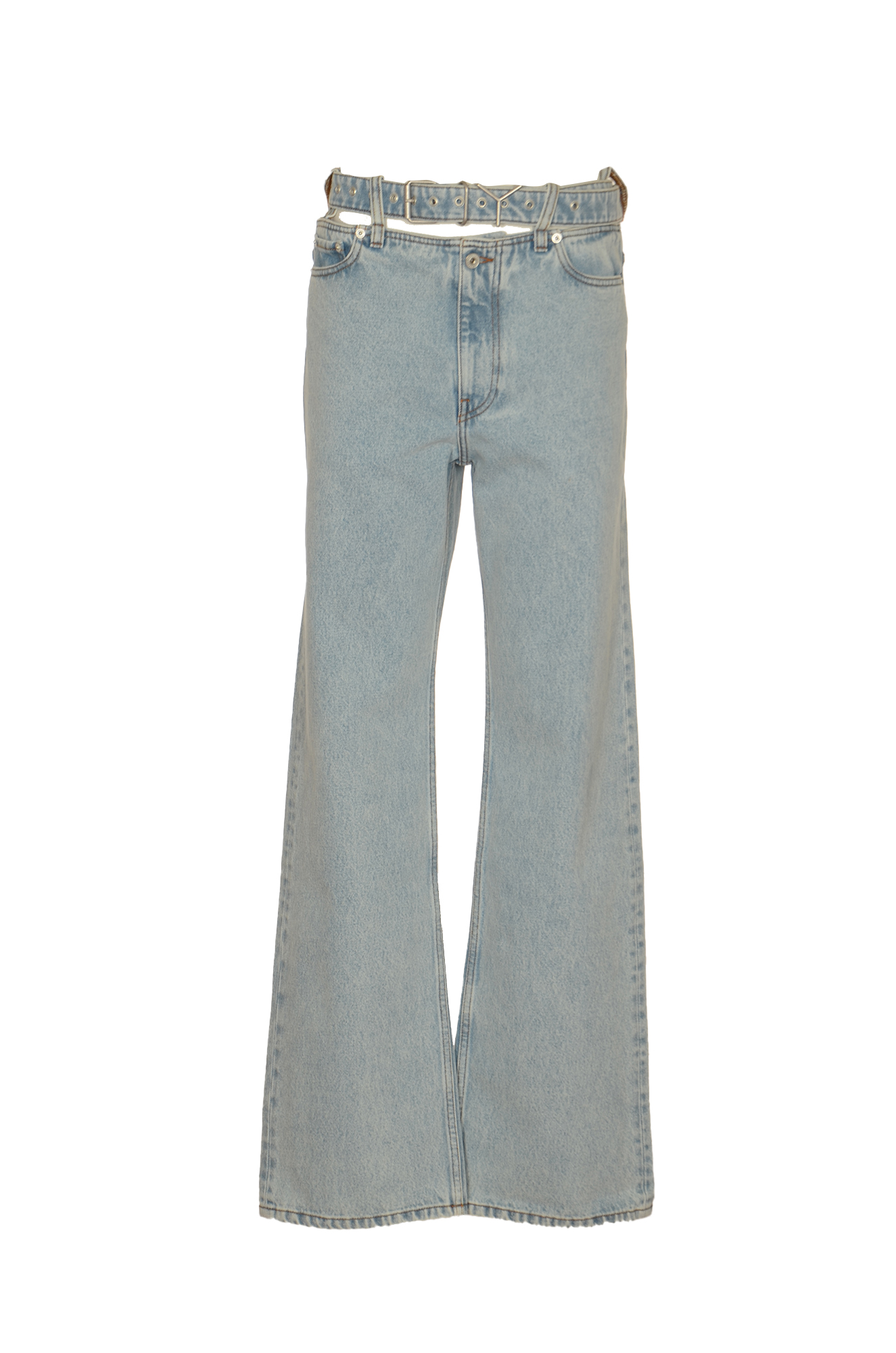 Flared Leg Belted Jeans