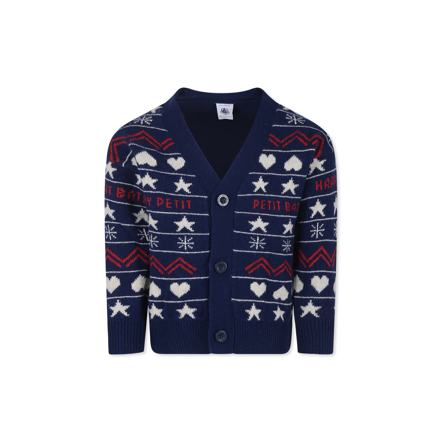 Petit Bateau Jacquard Cardigan In Blue