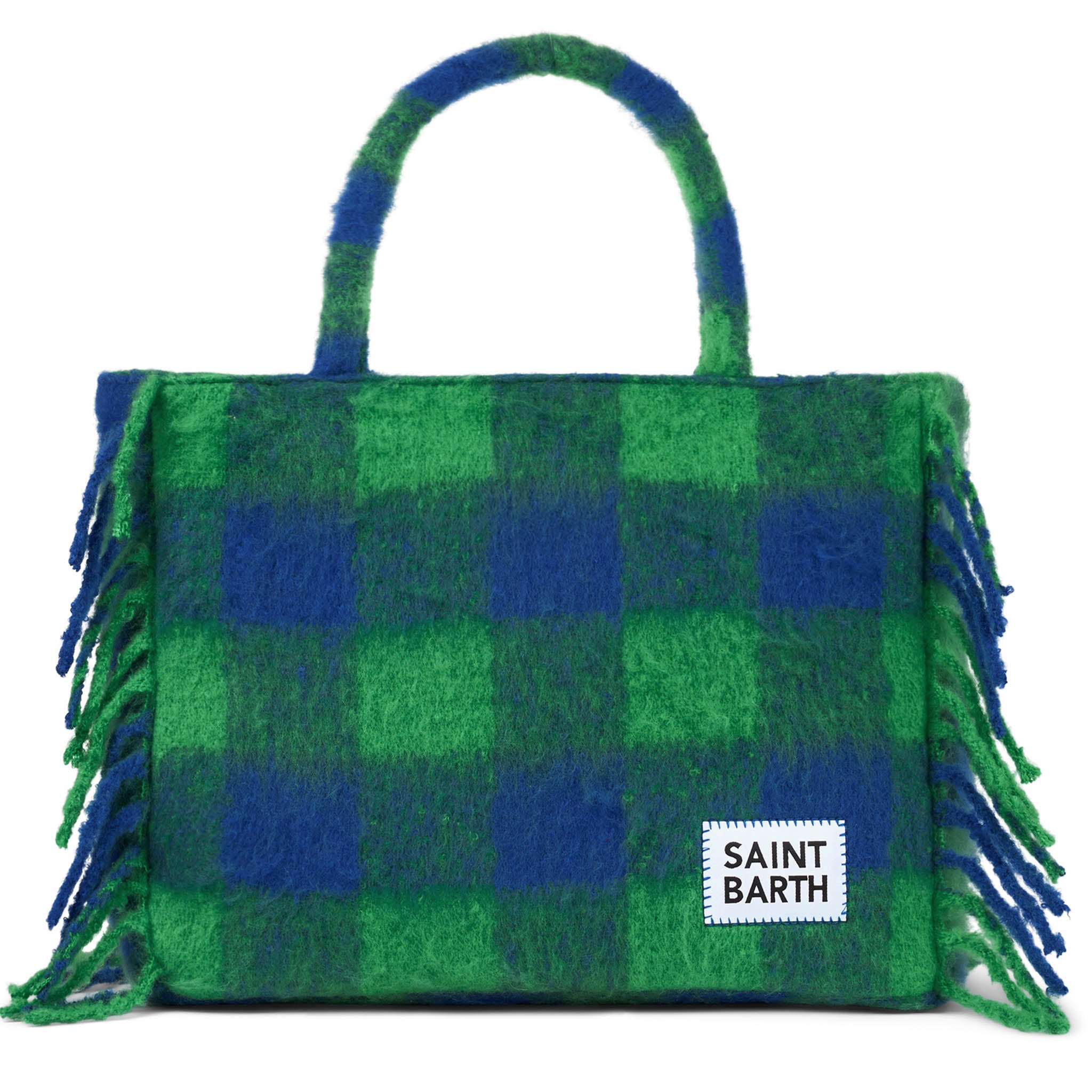 Vanity Blanket Shoulder Bag With Green And Blue Check