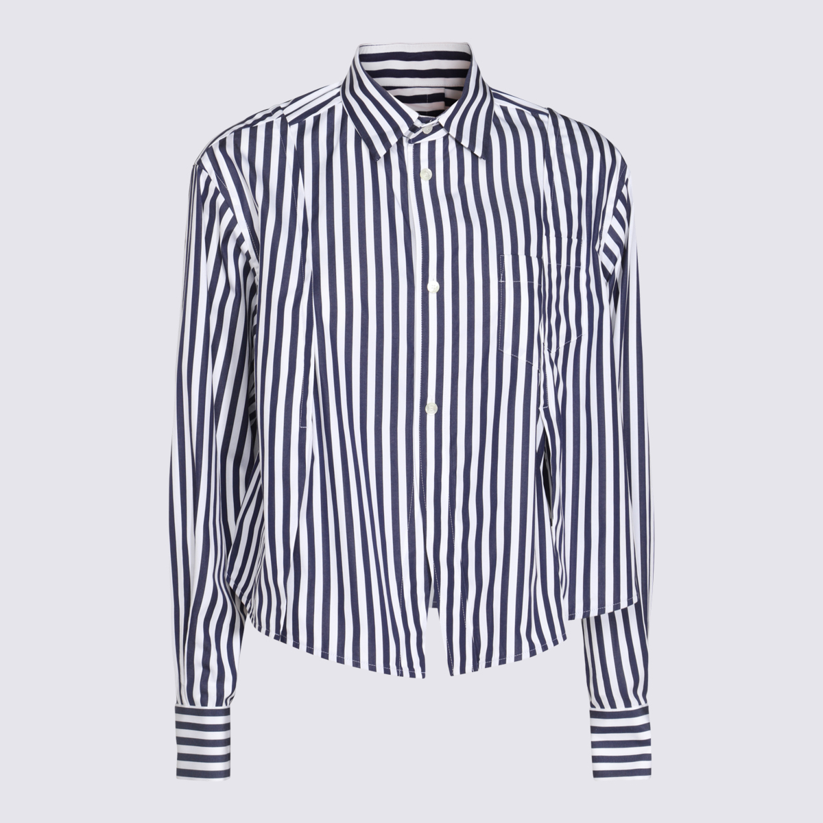 White And Navy Cotton Shirt