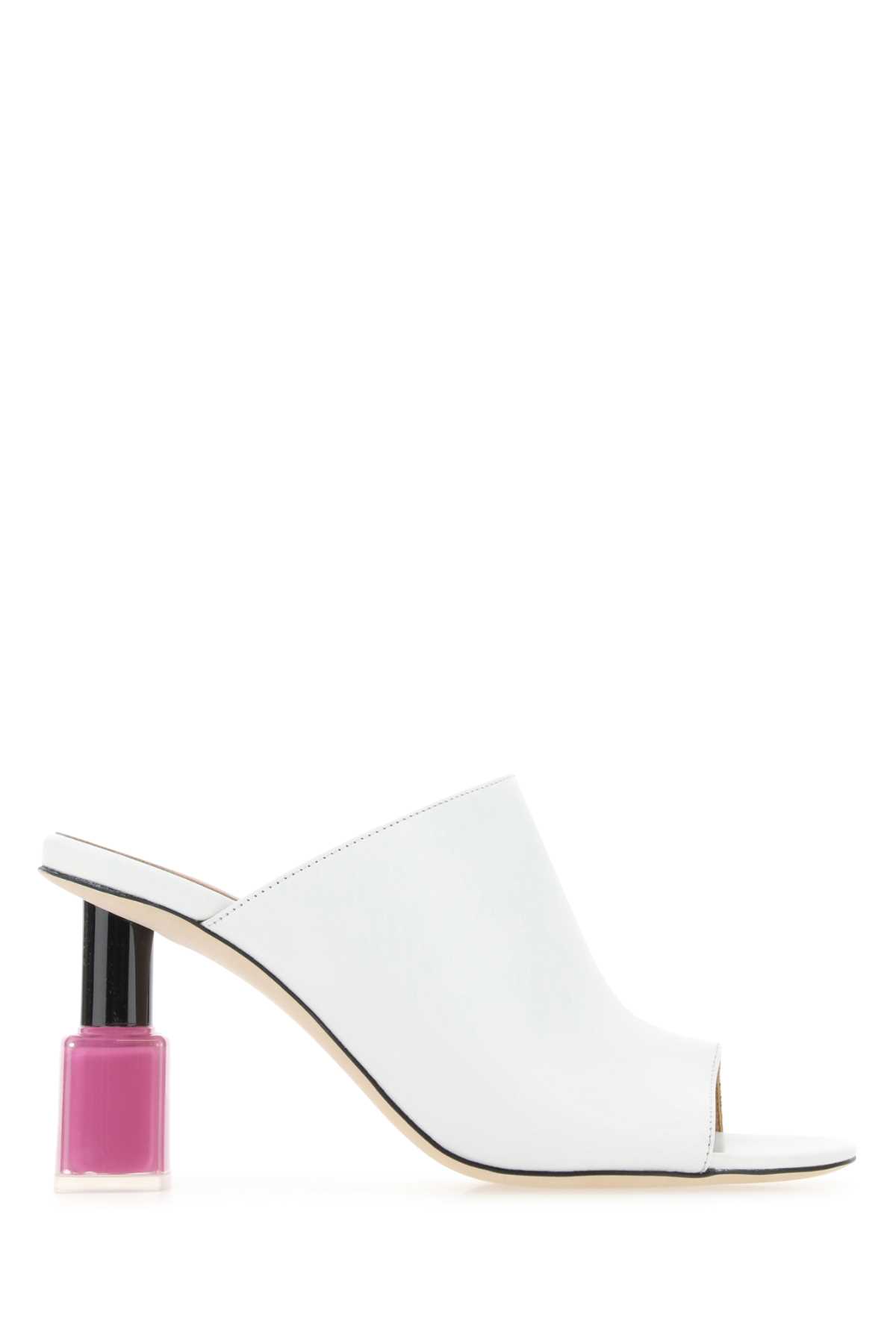 White Leather Nail Polish Mules