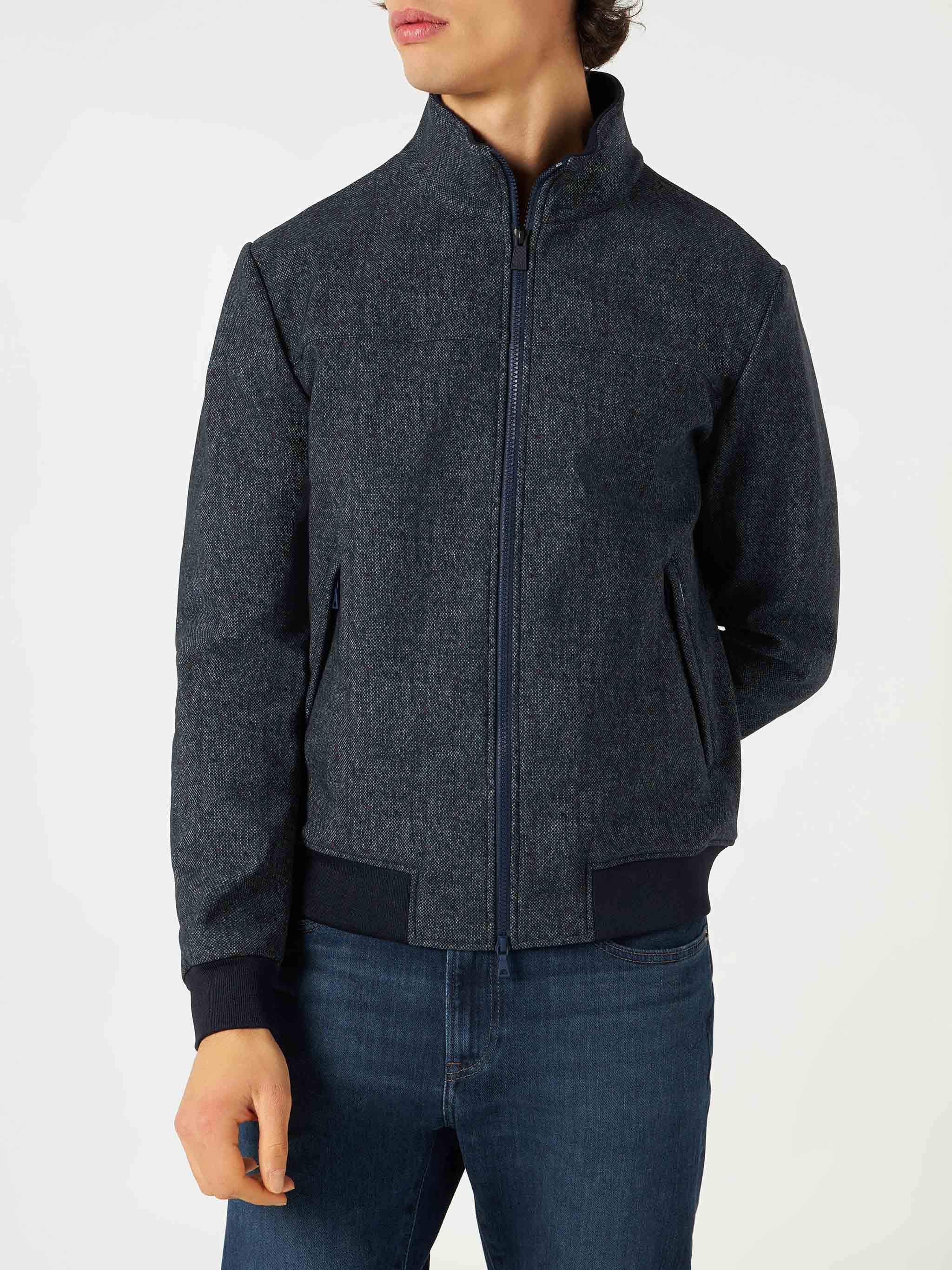 Man Mid-weight Mélange Blue Bomber Jacket Traveler