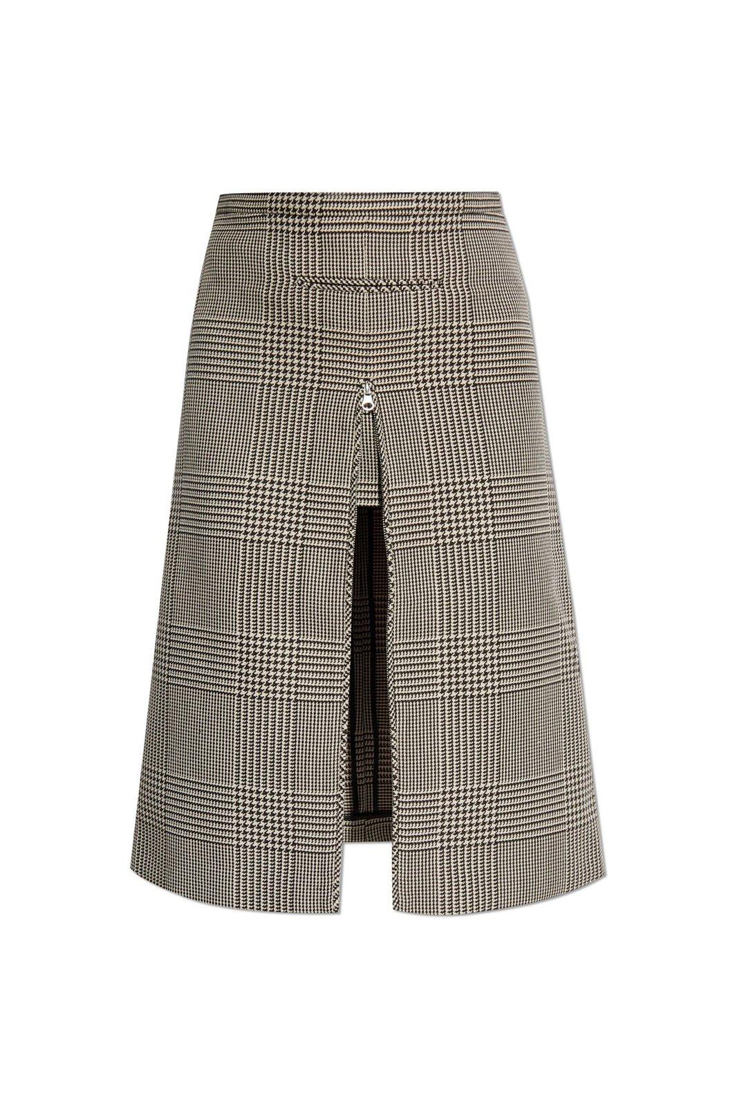 Courrèges Zip-detailed A-line Checked Midi Skirt