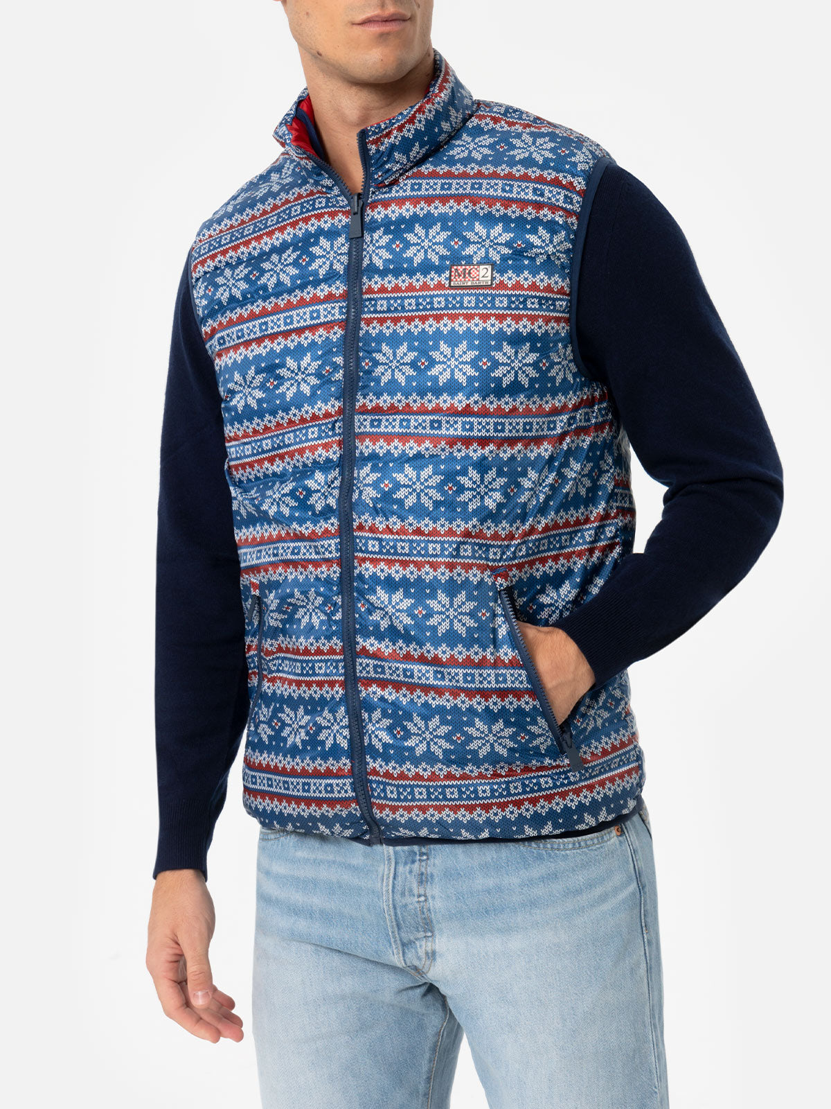 Mc2 Saint Barth Man Red Padded Vest Aspen In Red