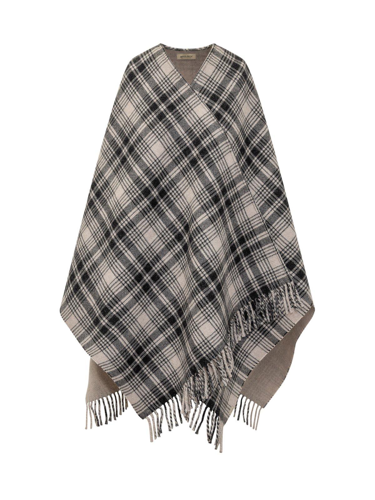 Checked Fringed Cape